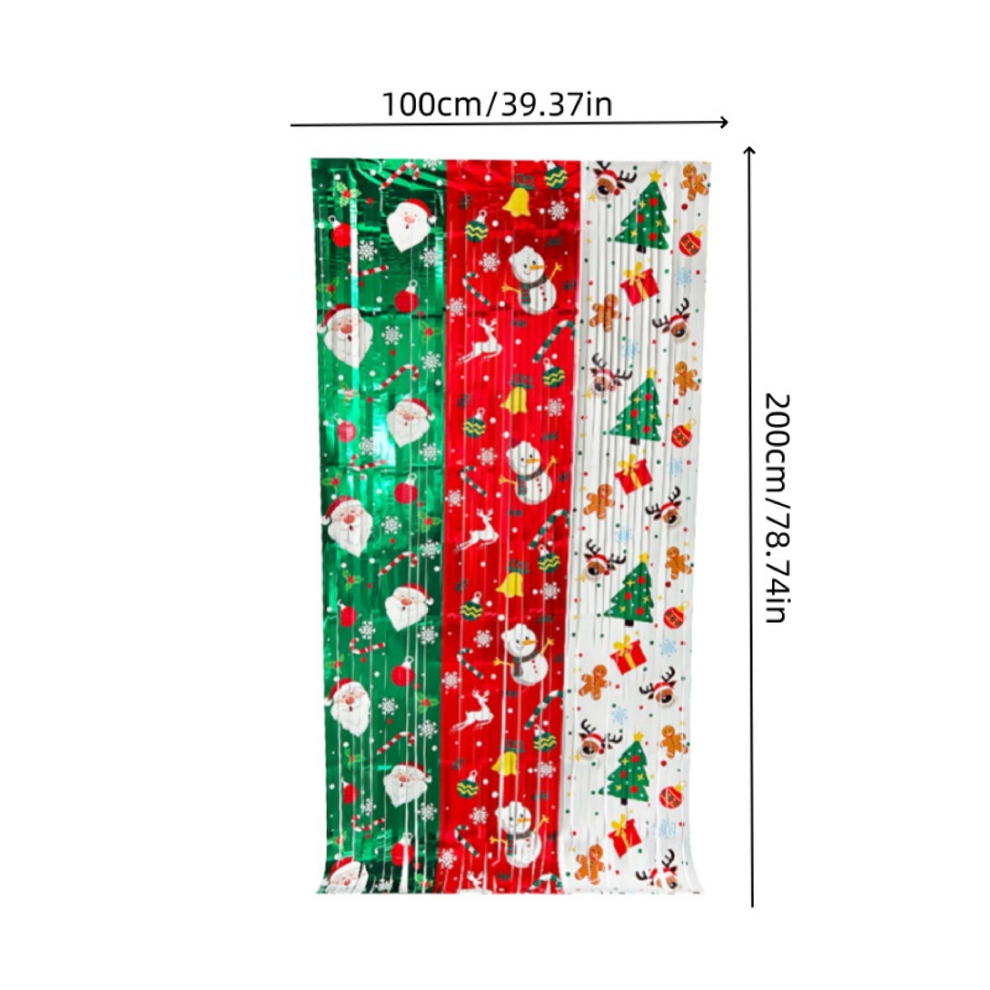 Red White Green Santa Claus Snowman Christmas Rain Silk Curtain Background, Party Decoration Hanging – view 4