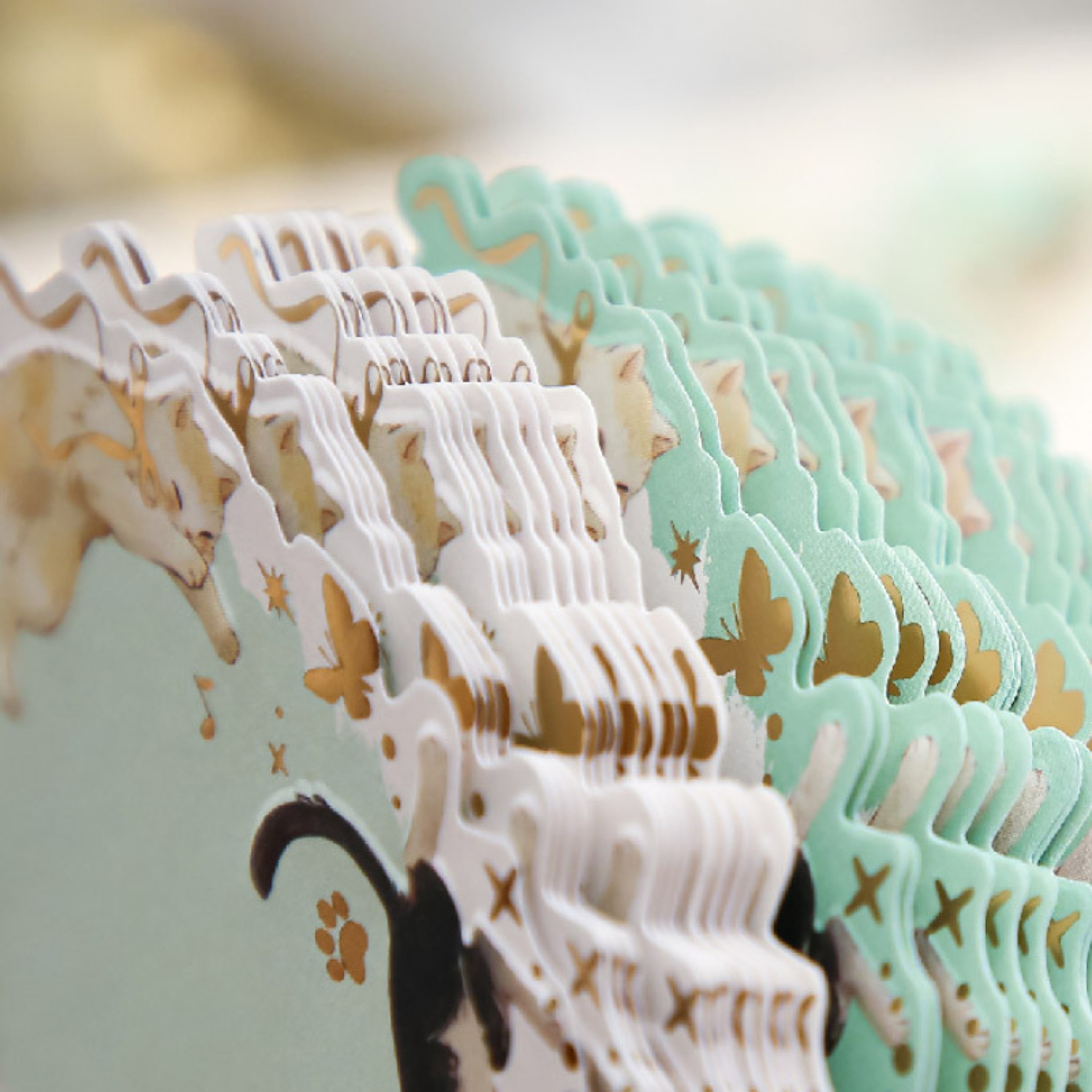 DIY Note Paper Memo Notes with Cat Pattern, Gold Foil Message Book – view 6