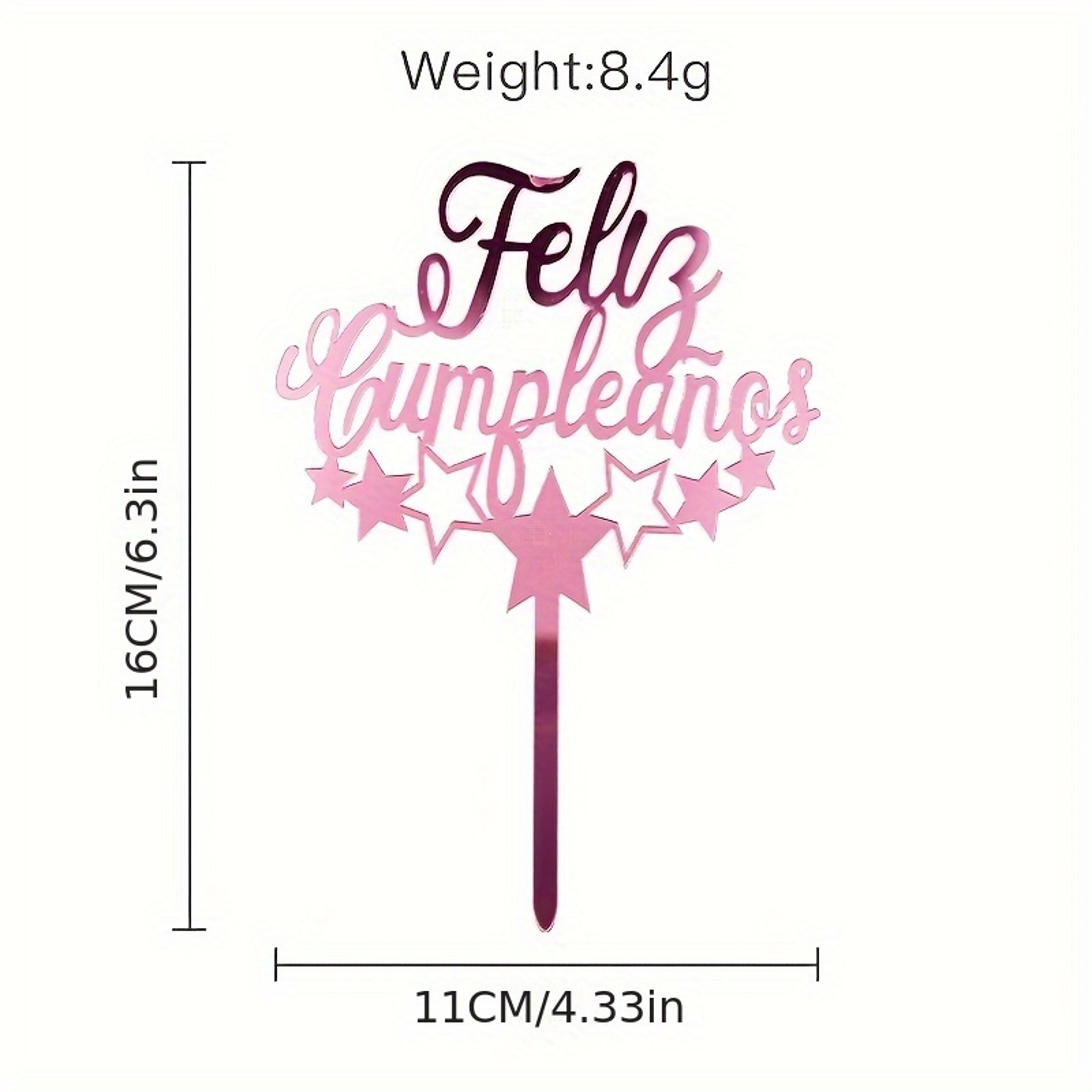 Birthday Party Cake Decoration Spanish Acrylic Insertion Design – view 8