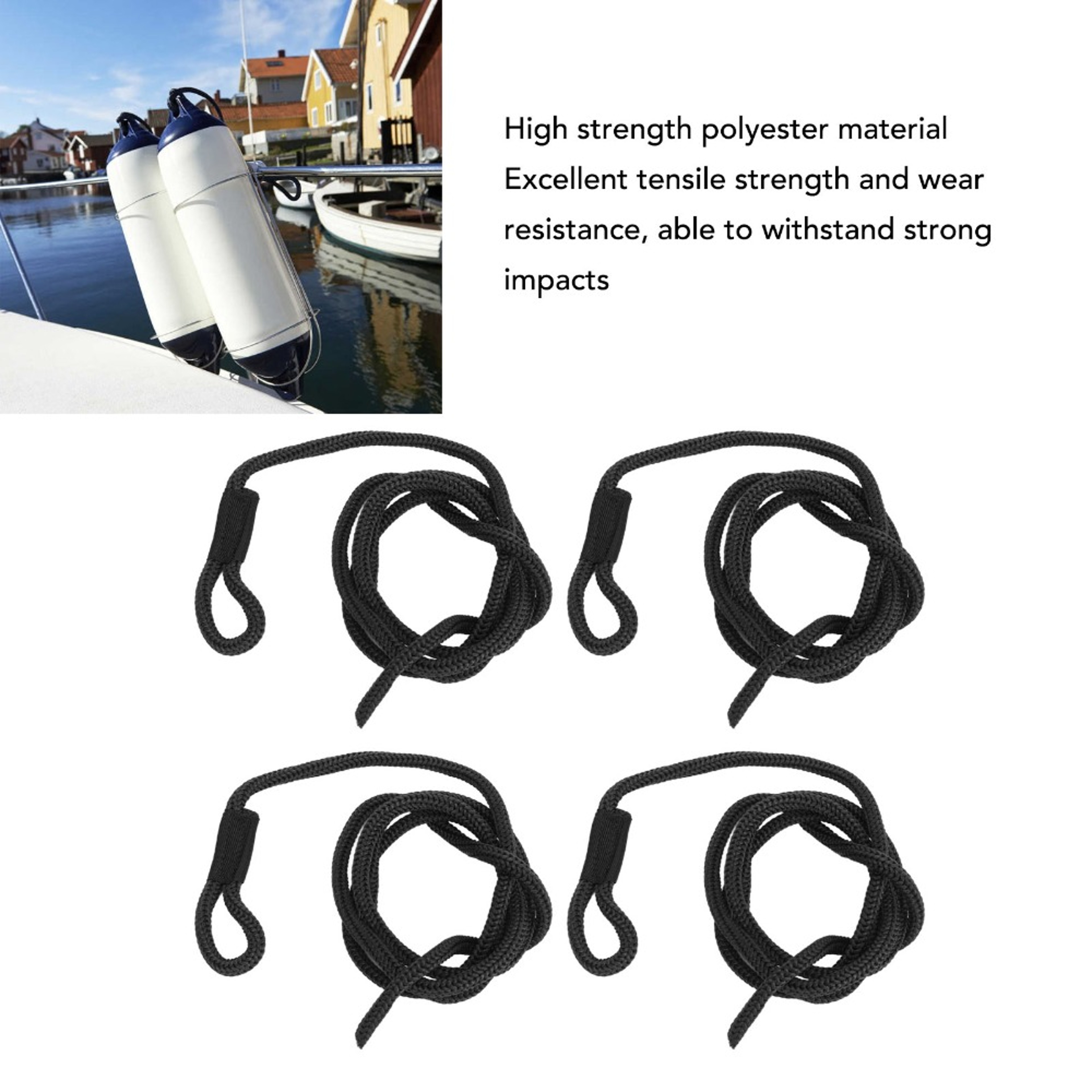 High Strength Polyester Dock Line, Marine Bumper Boat Rope for Safety – view 1
