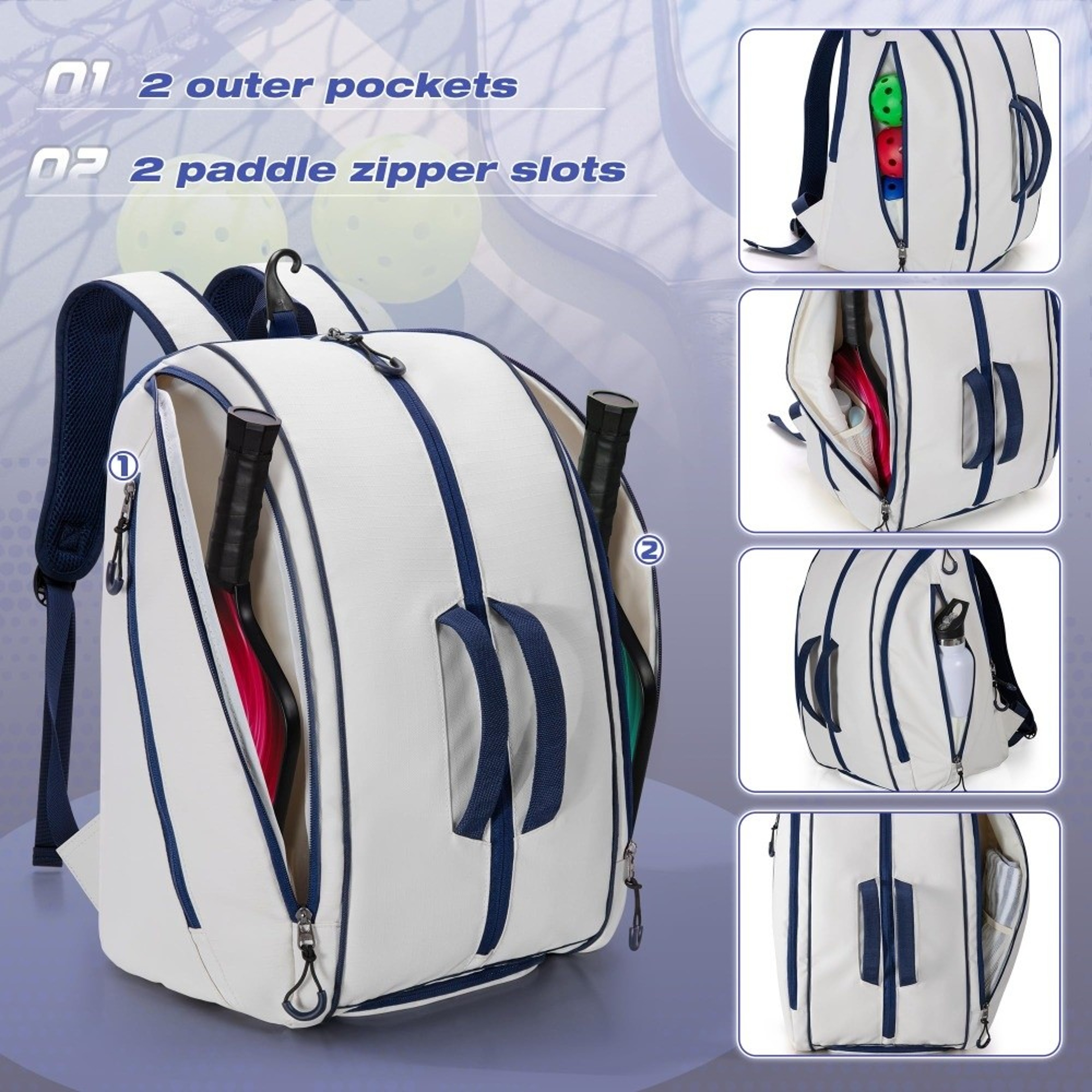 Waterproof Pickleball Backpack, Large Capacity Tennis Backpack with Shoe Compartment, Portable and Multi-functional – view 5