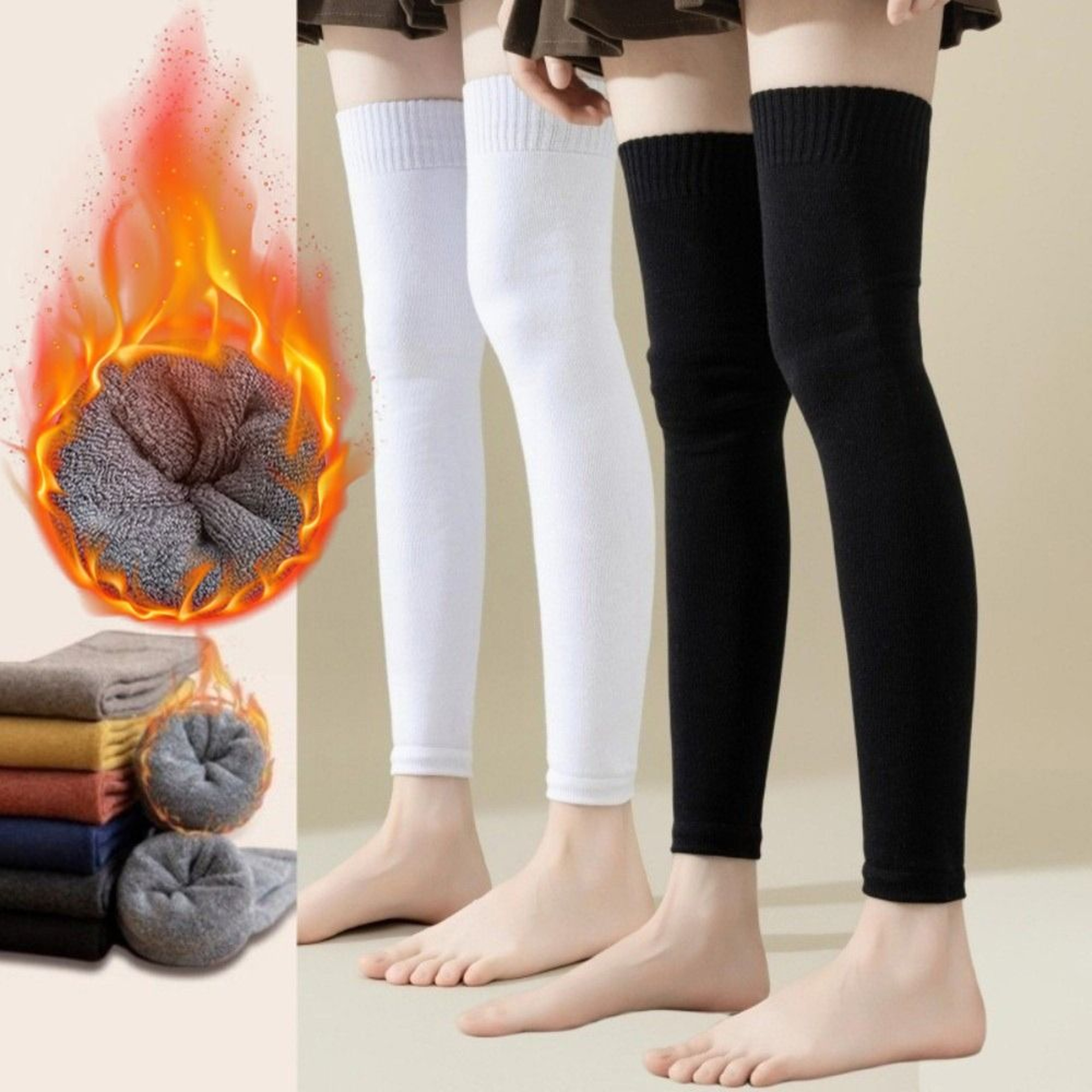 Elastic Knee-High Stockings, Windproof Coldproof Leg Sleeves for Winter Cycling – view 4