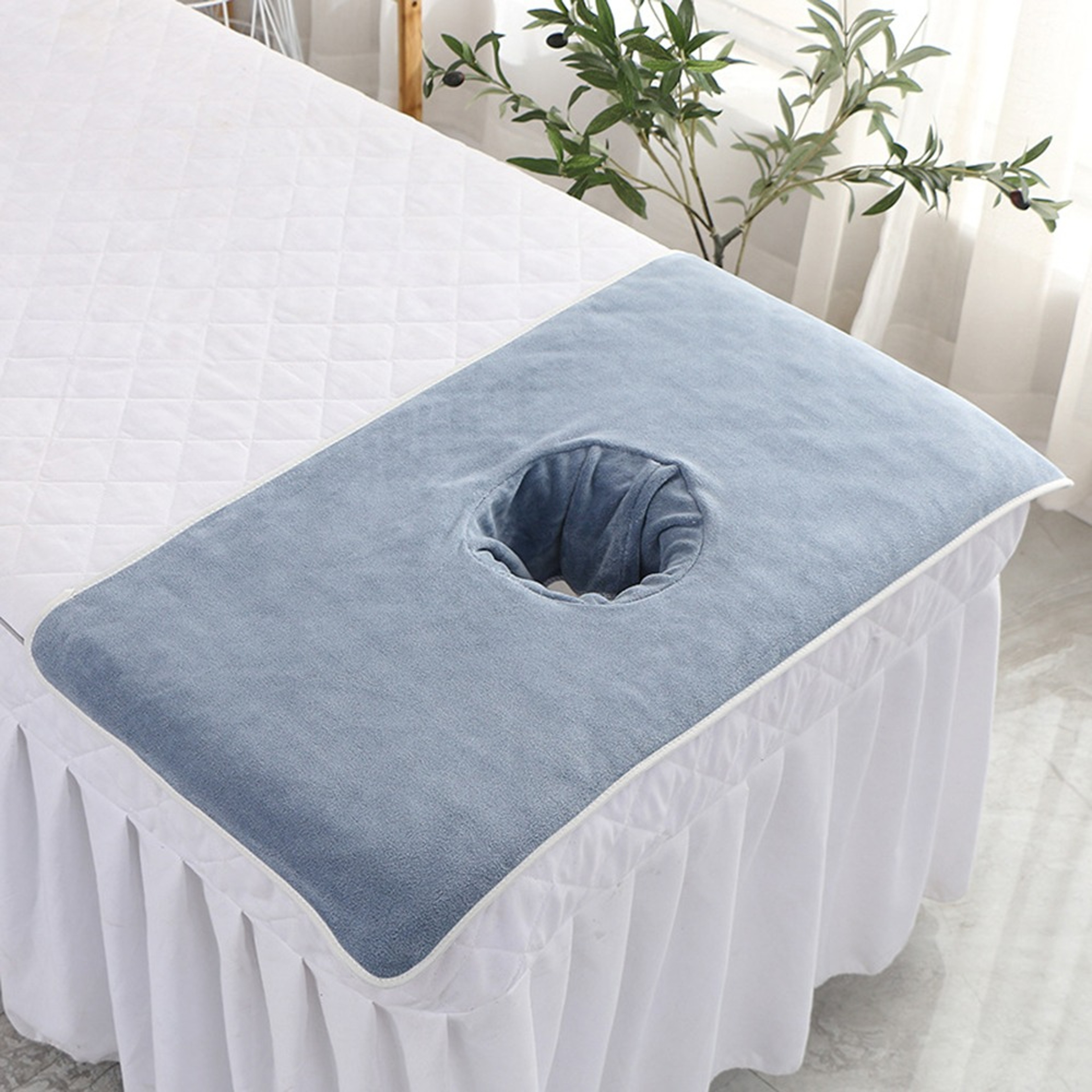 Breathable Thickened Massage Face Towel, New Soft Cotton Massage Facial Towel with Hole for Salon – view 7