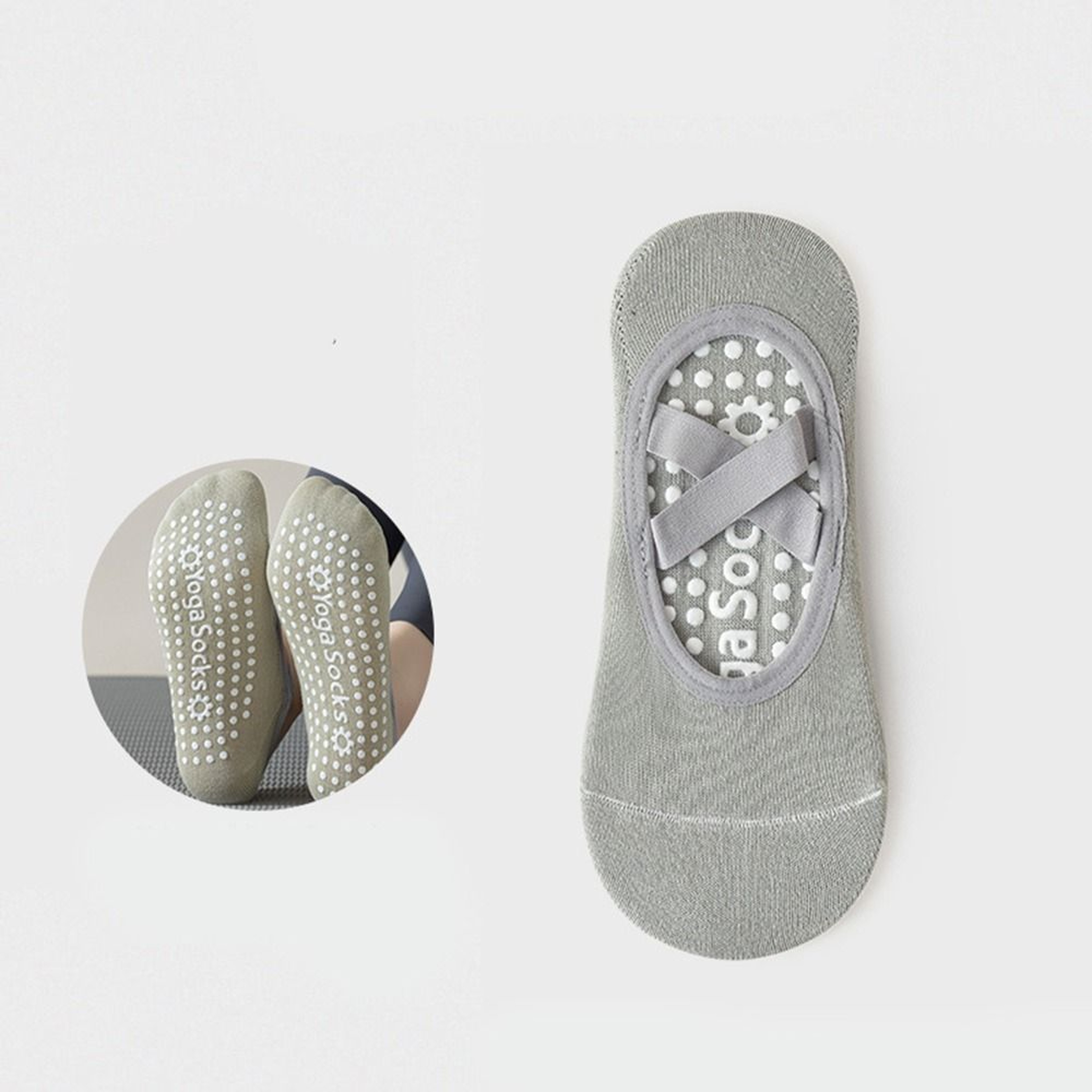 Cotton Solid Color Sports Socks, Professional Anti-Slip Pilates Socks, Breathable Backless Bandage Yoga Dance – view 13