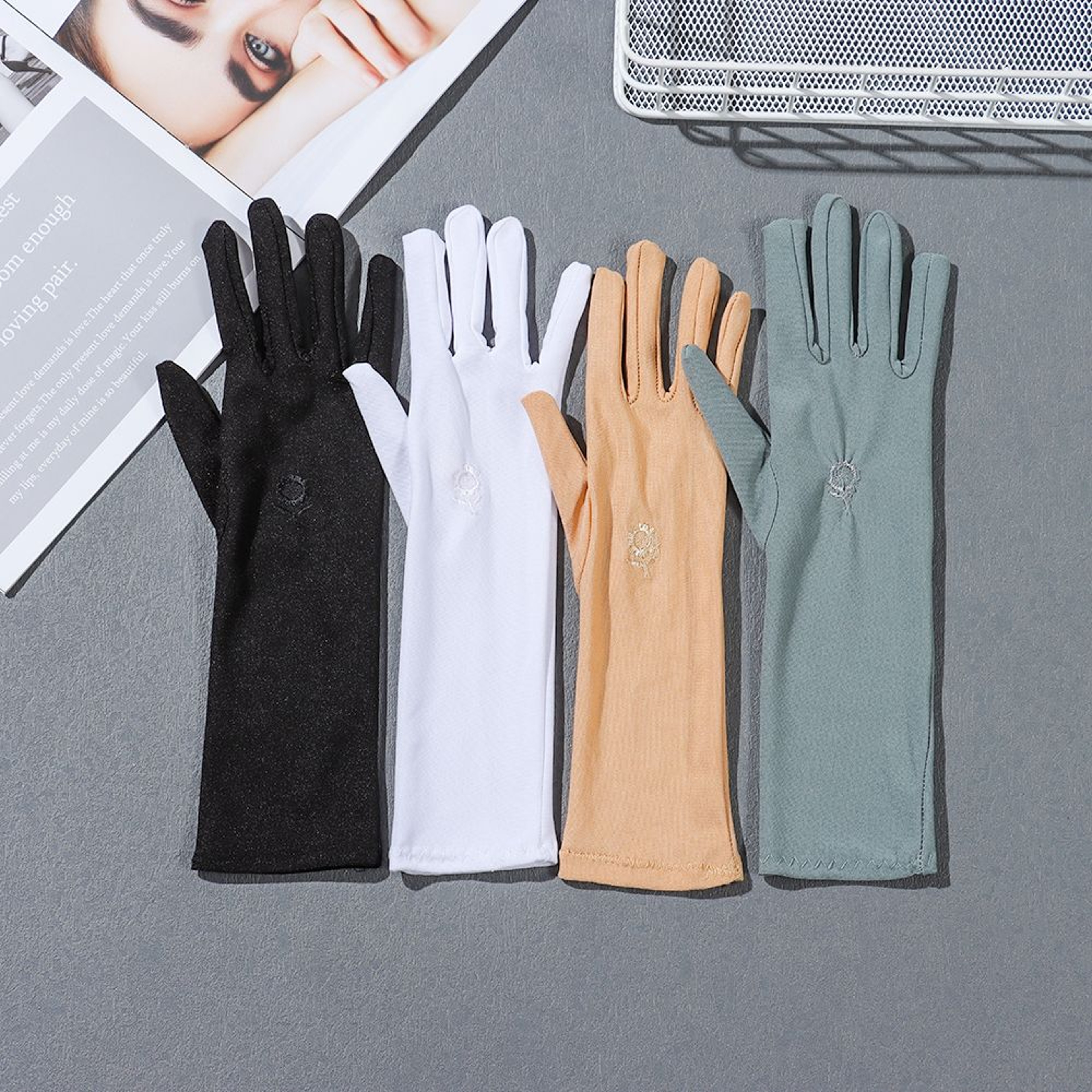 Sunscreen Gloves, Elastic Mid-long Slip Resistant Etiquette Gloves for Driving – view 4