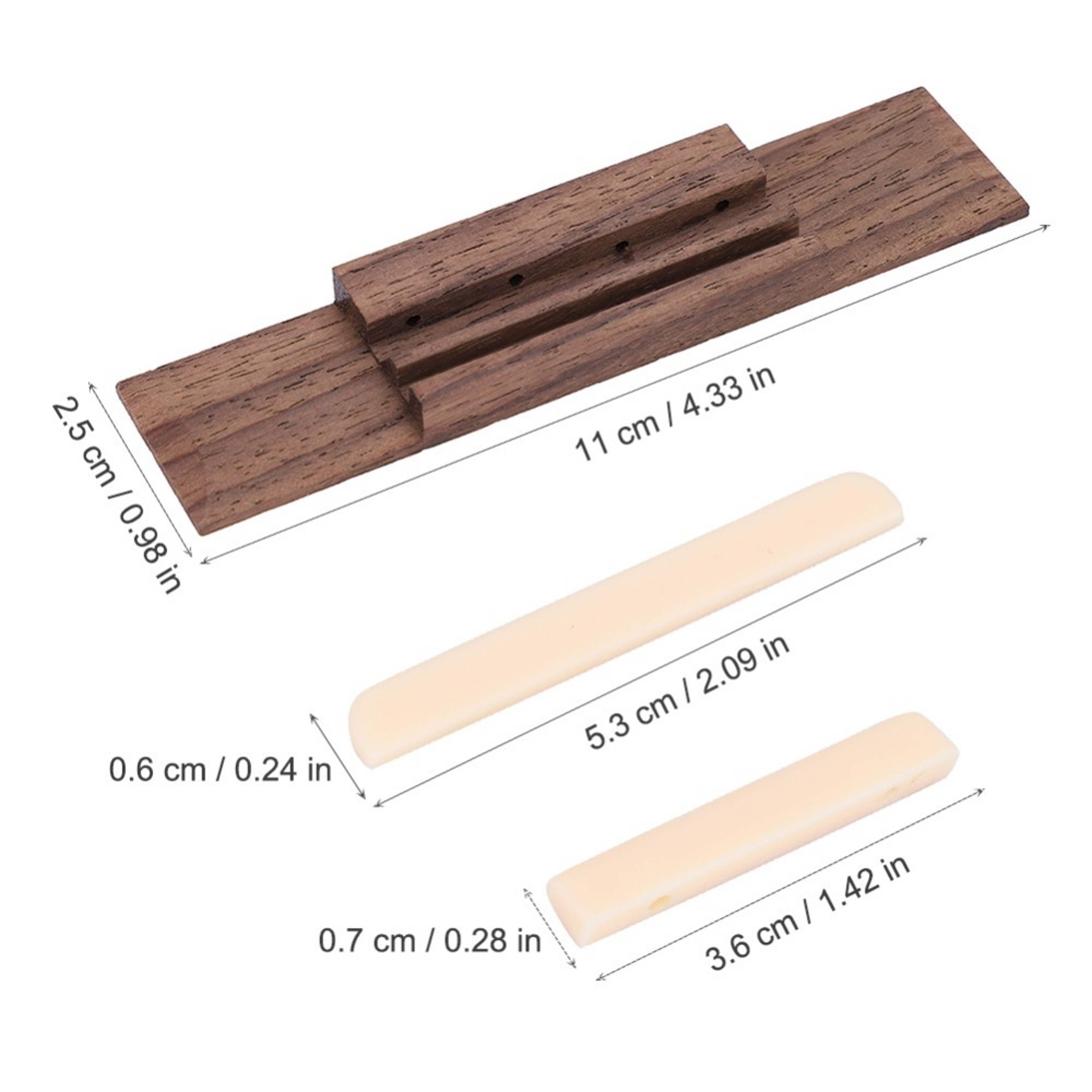 Easy to Install Rosewood Ukulele Bridge Set, Plastic Nut, Adjustable Saddle – view 6