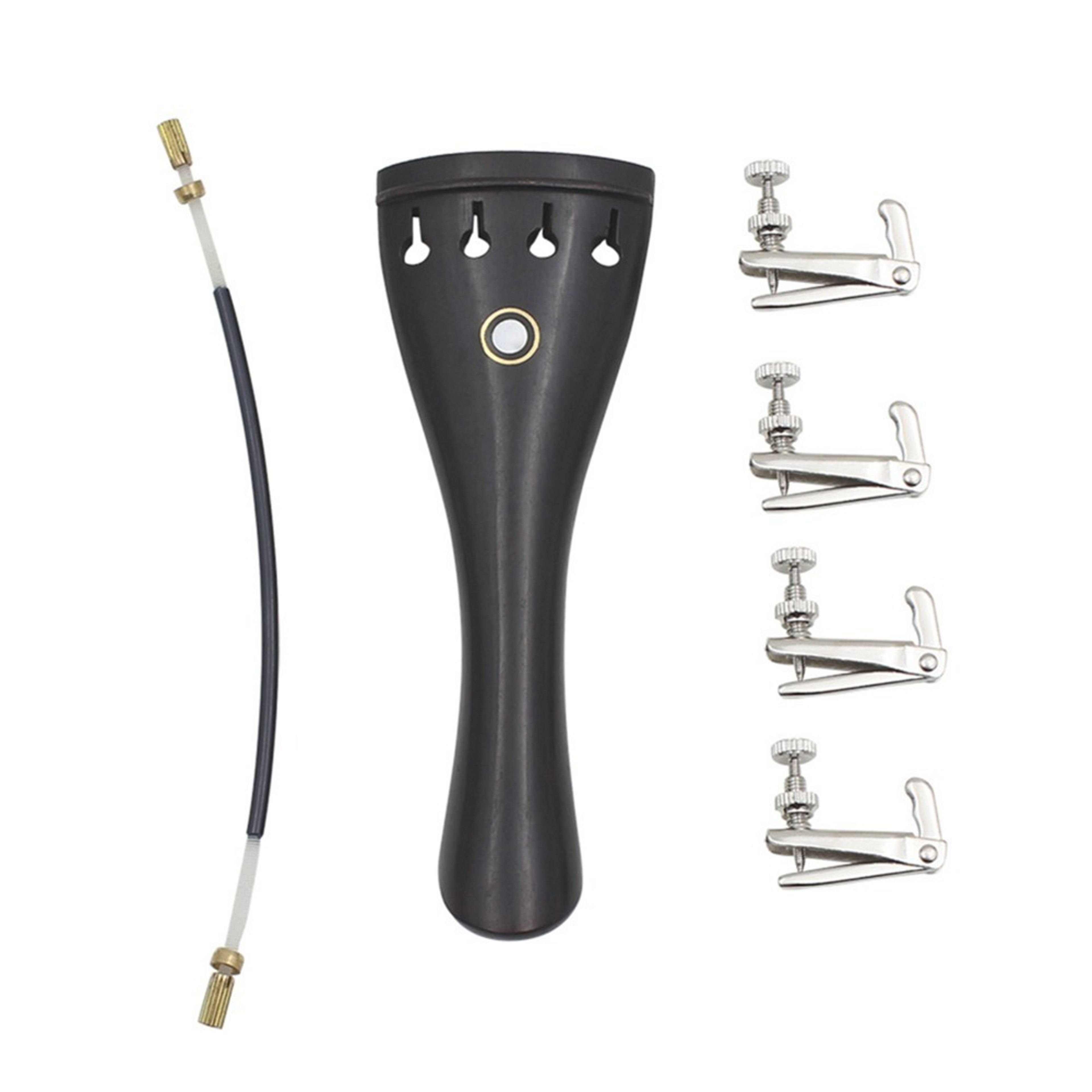 Violin Tailpiece Set with Nylon Tailgut, Ebony Wood Fine Tuners Kit, Tailpiece Rope Accessory – view 7