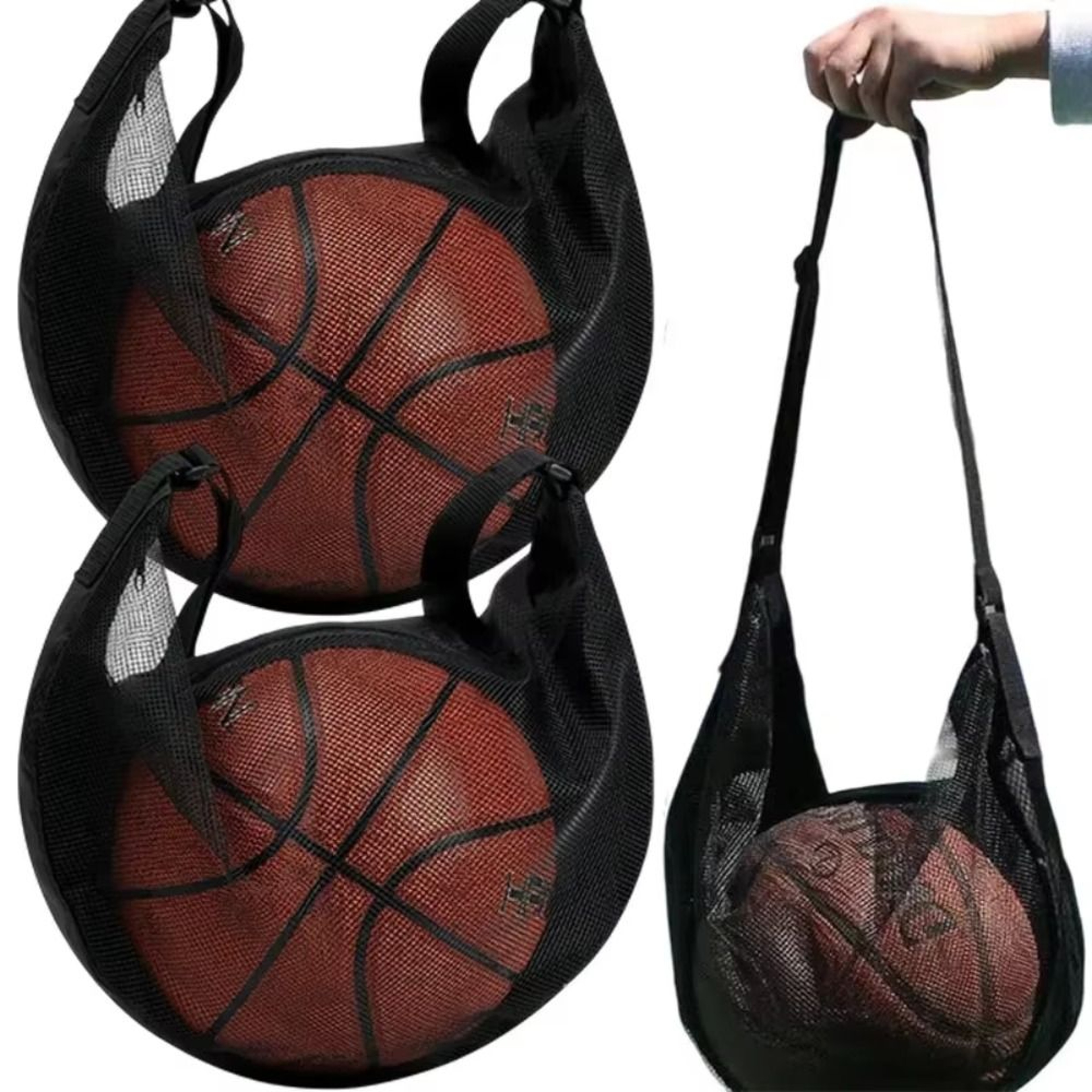 Wear-resistant Tennis Net Bag, Large Capacity Basketball Bag, Adjustable Crossbody Football Storage Pouch for Outdoor – view 1