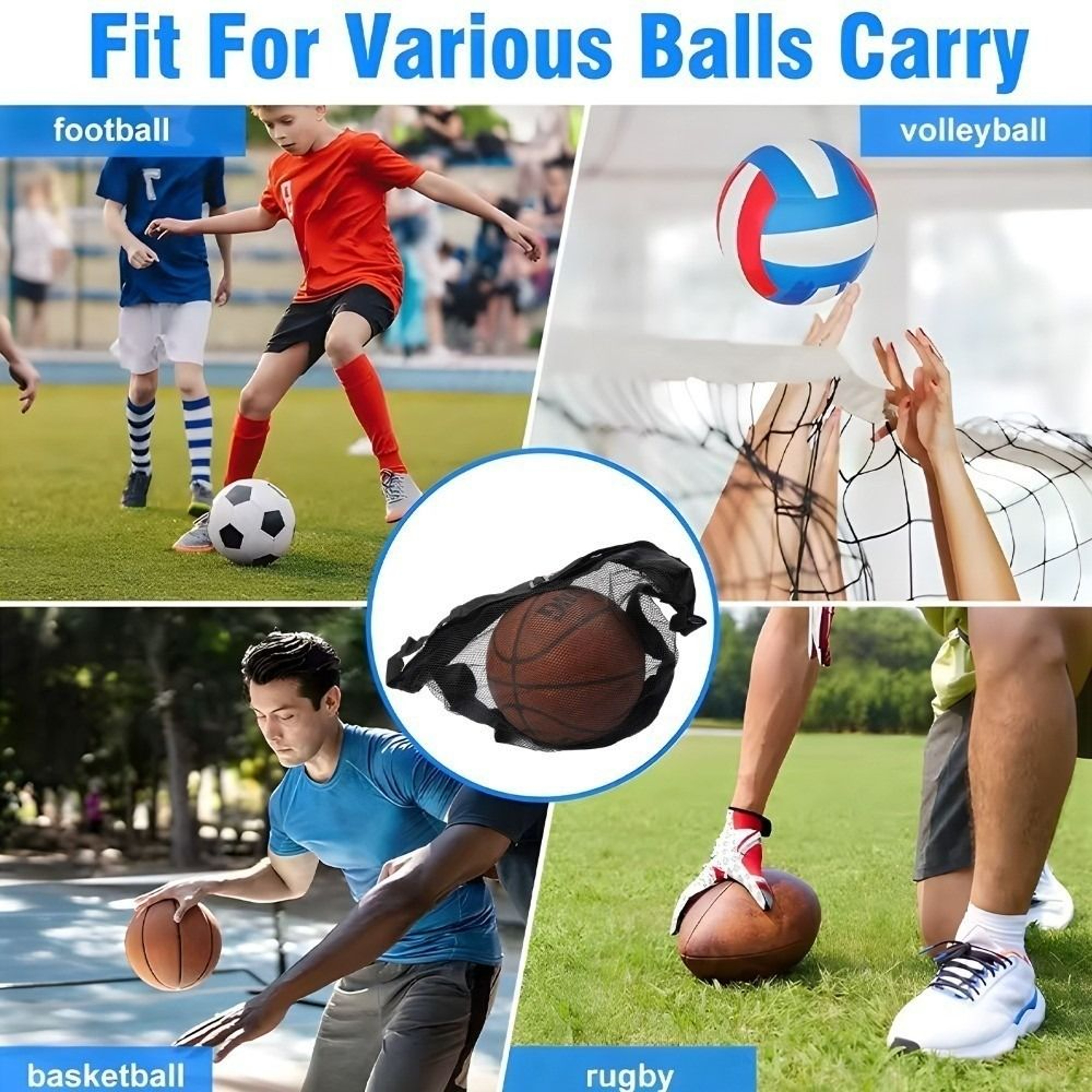 Wear-resistant Tennis Net Bag, Large Capacity Basketball Bag, Adjustable Crossbody Football Storage Pouch for Outdoor – view 6