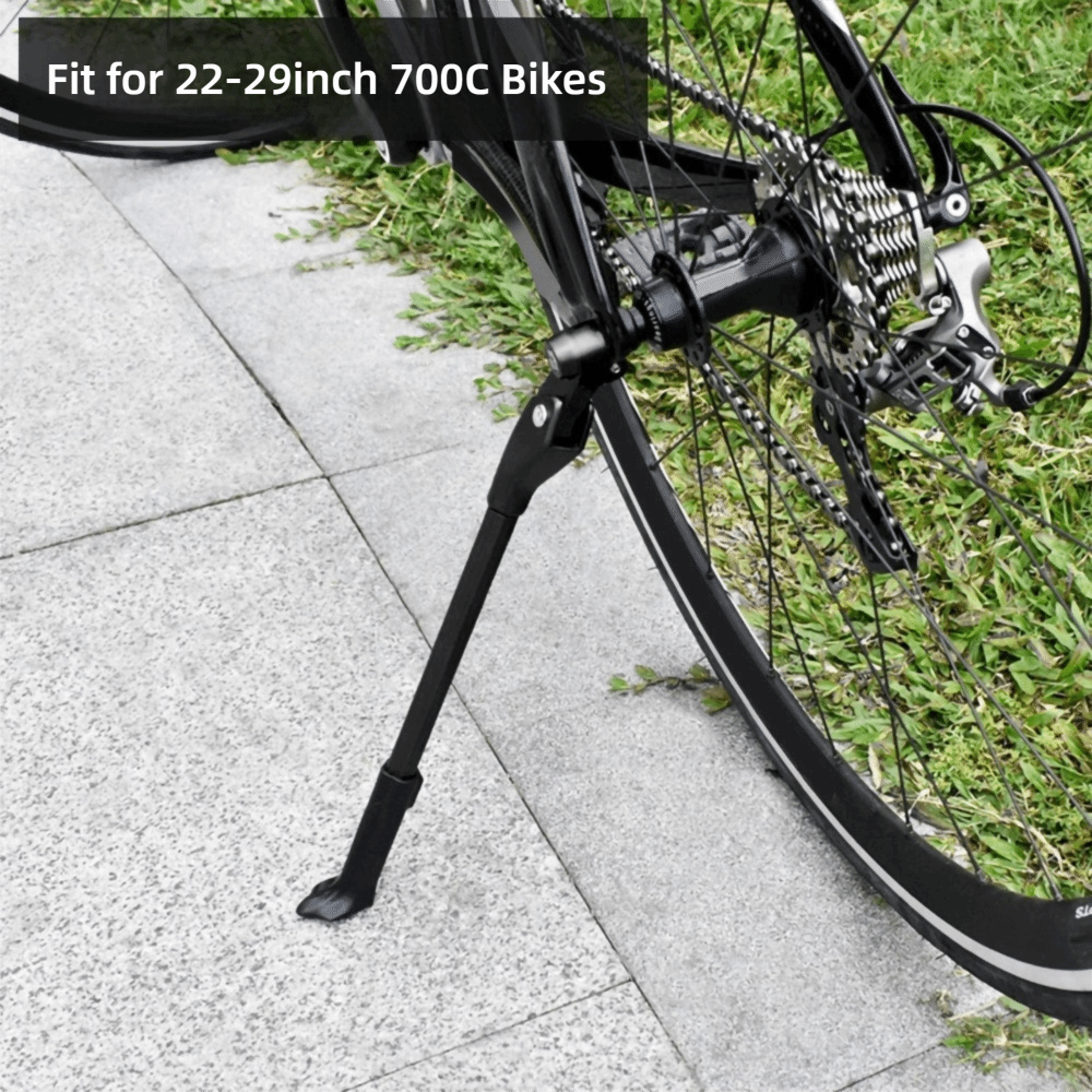 Adjustable Bicycle Kickstand, Black Aluminium Alloy, Rear Axle Mount for Bicycle – view 5