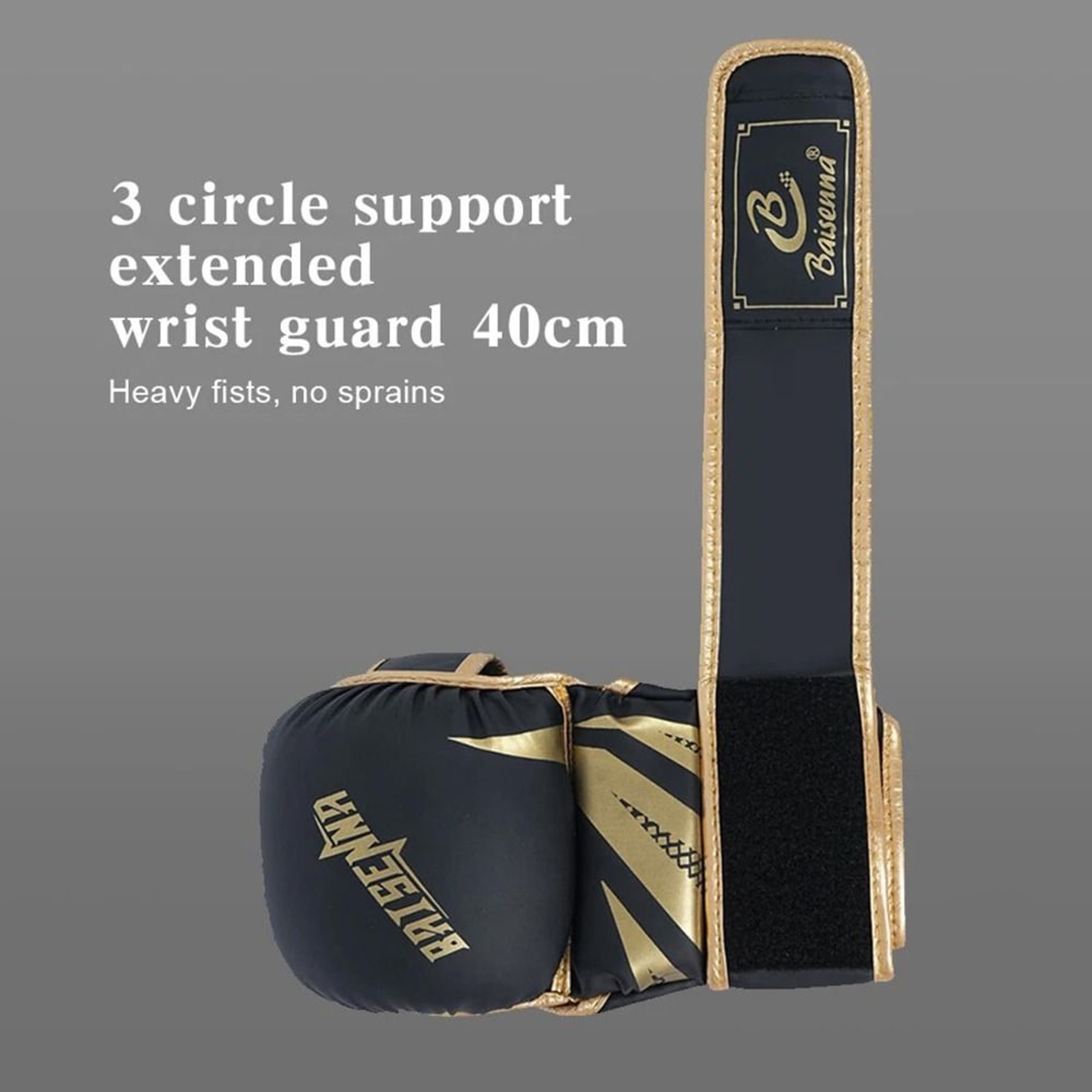 High Density Sponge Wrist Support MMA Gloves, PU Leather Boxing Gloves for Adults, Shock Absorption – view 2