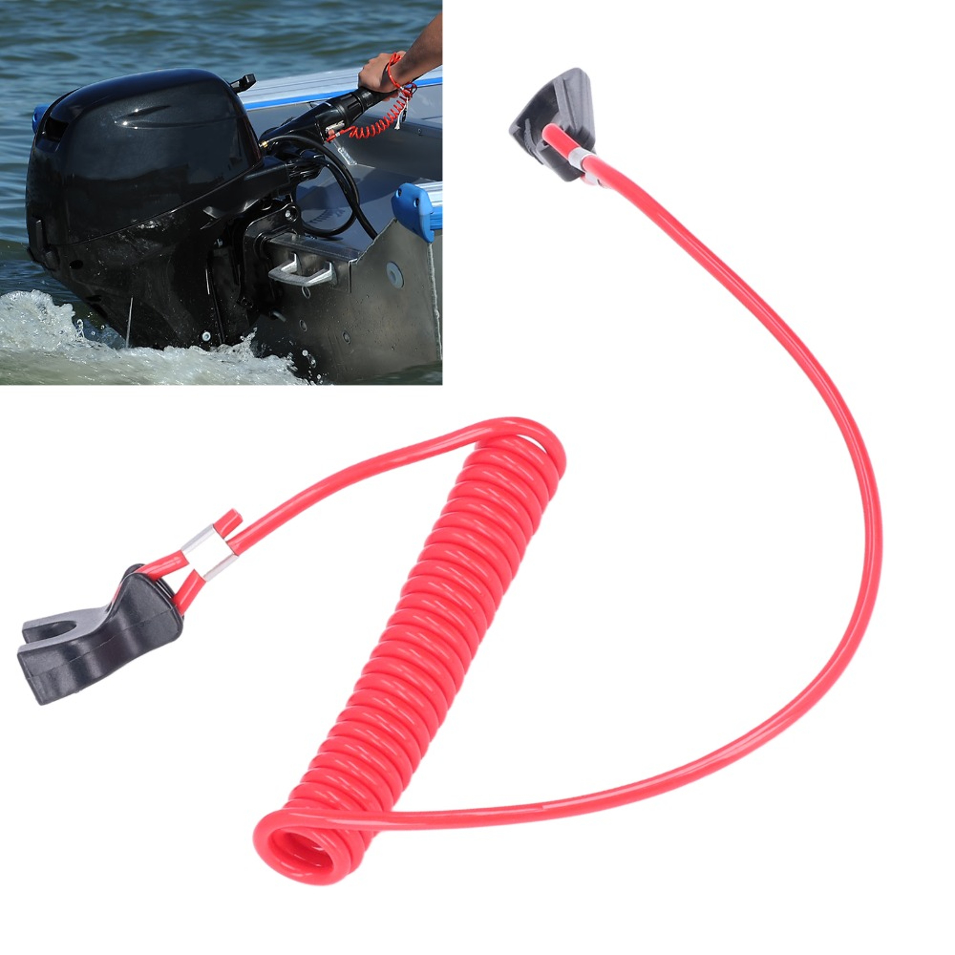 Red Safety Lanyard Engine Kill Switch, Safety Device Emergency Stop for Johnson Evinrude Marine – view 3