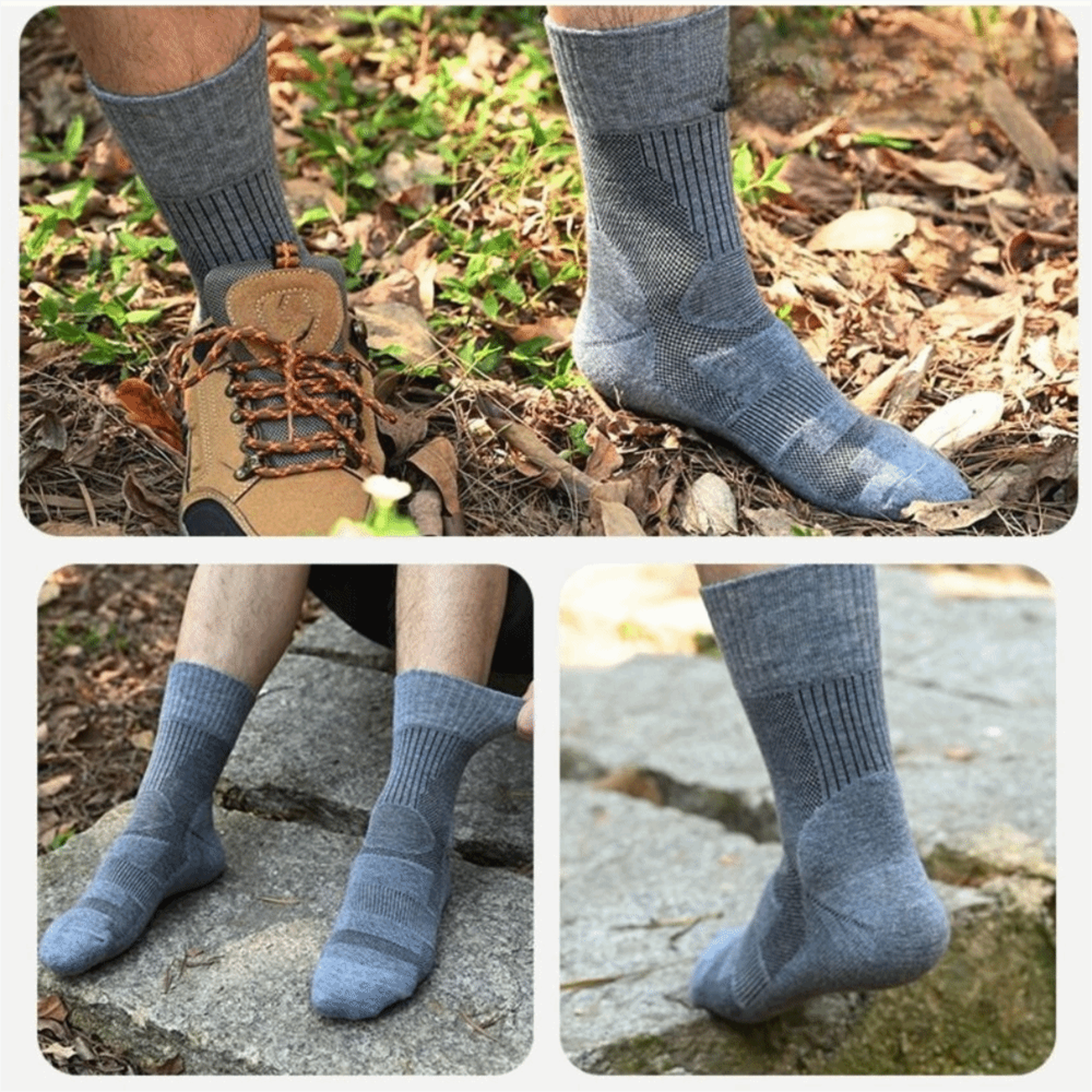 Breathable Outdoor Sports Socks, Fuzzy Merino Wool Thickened Winter Warm Socks for Men and Women – view 2