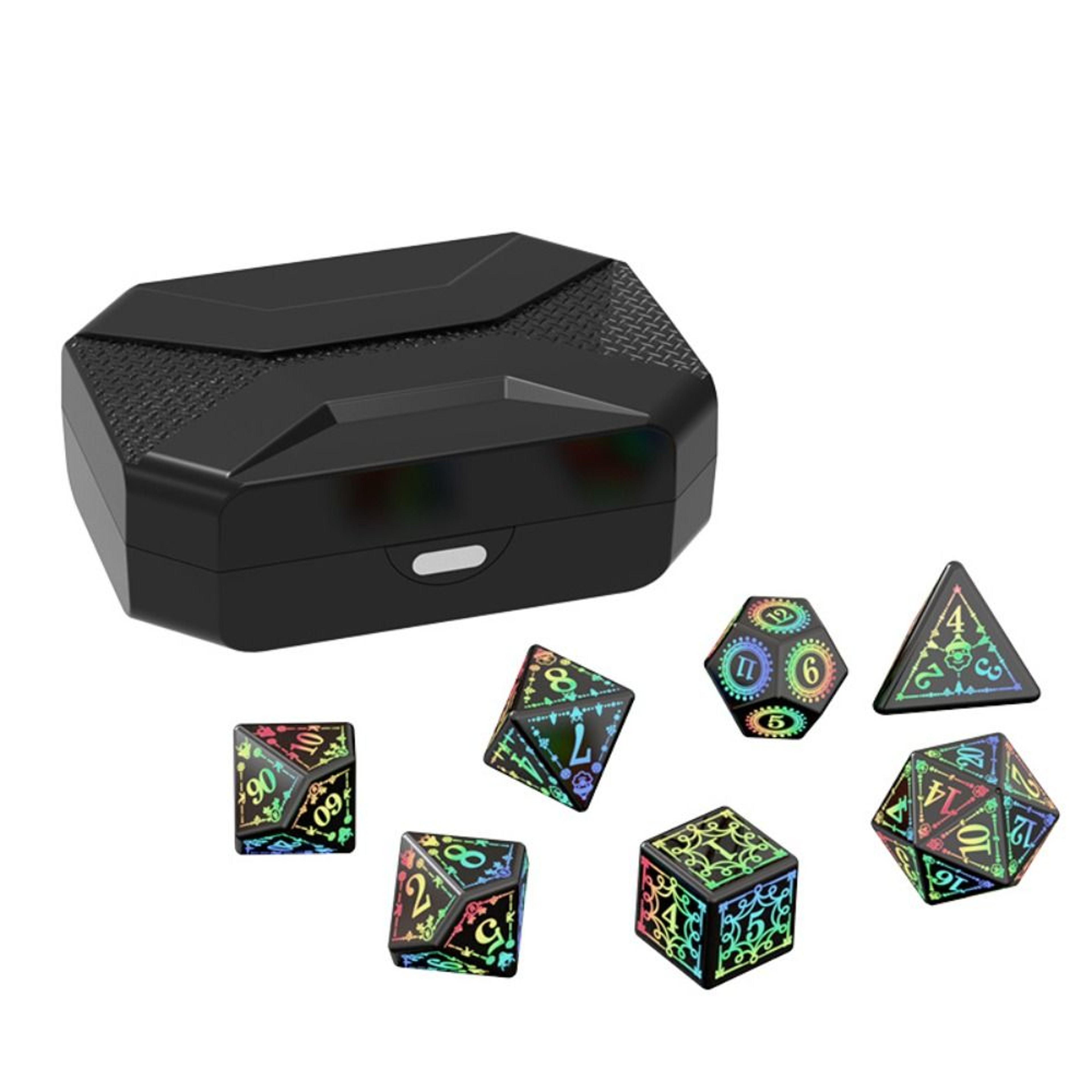 Set of Rechargeable LED Dice for Dungeons and Dragons, Electronic Luminous Dice, Motion Activated with Charging Box – view 3