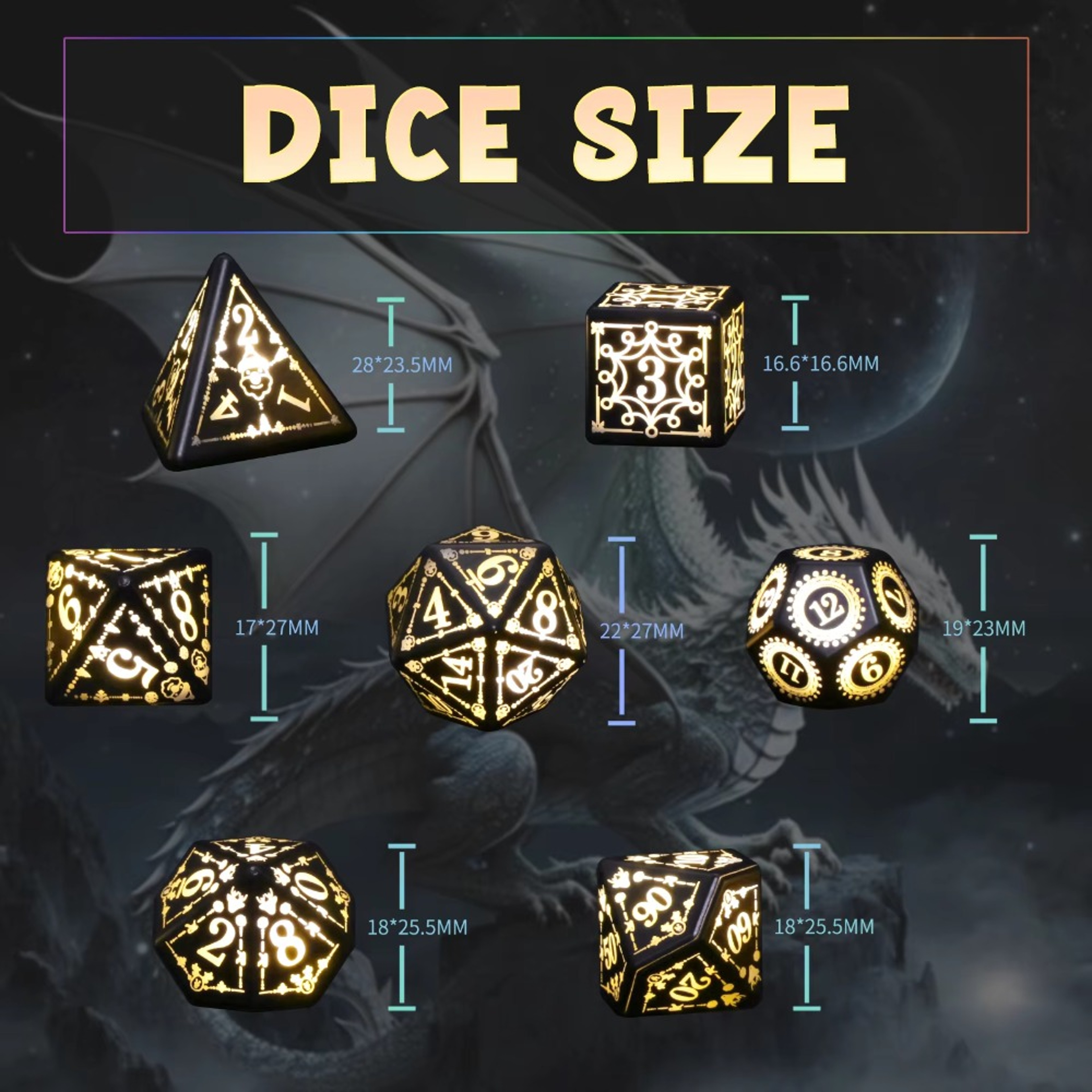 Set of Rechargeable LED Dice for Dungeons and Dragons, Electronic Luminous Dice, Motion Activated with Charging Box – view 6