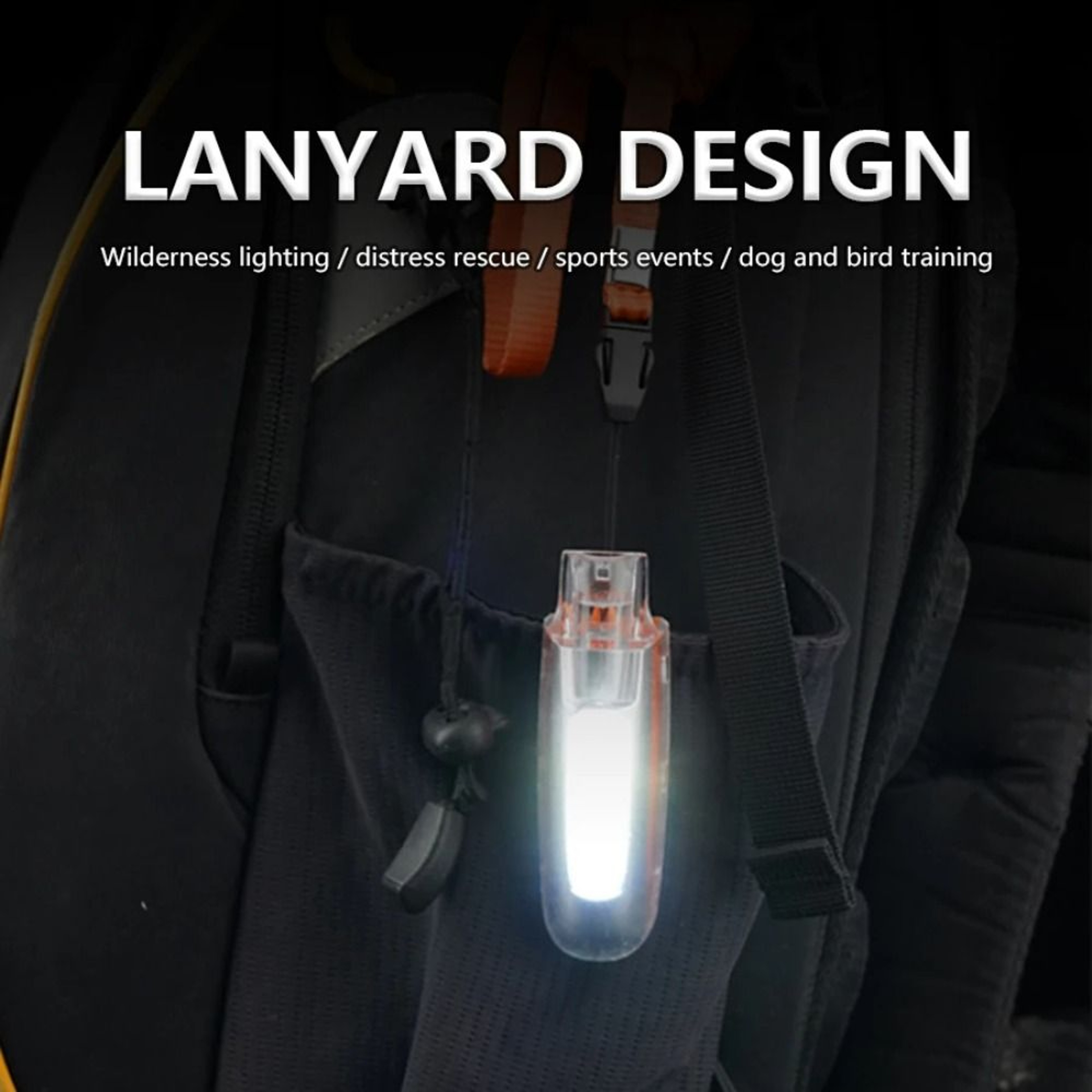 COB Flashlight with Lanyard, USB Rechargeable LED Whistle Light, Speeds Adjustment Emergency Torch – view 5