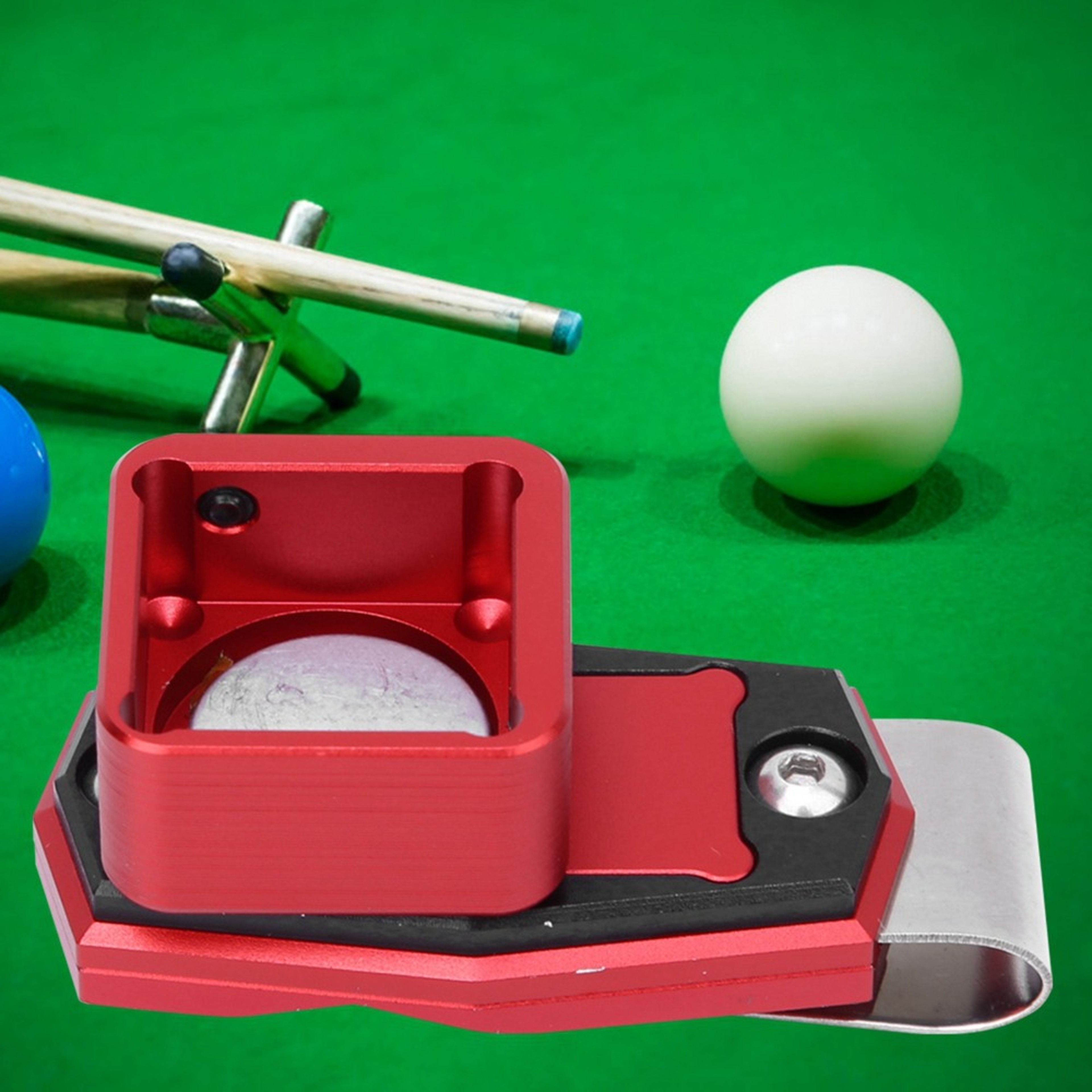 Magnetic Belt Clip Mini Pool Chalk Holder, Metal Fixed Clip Billiard Cue Case – view 3