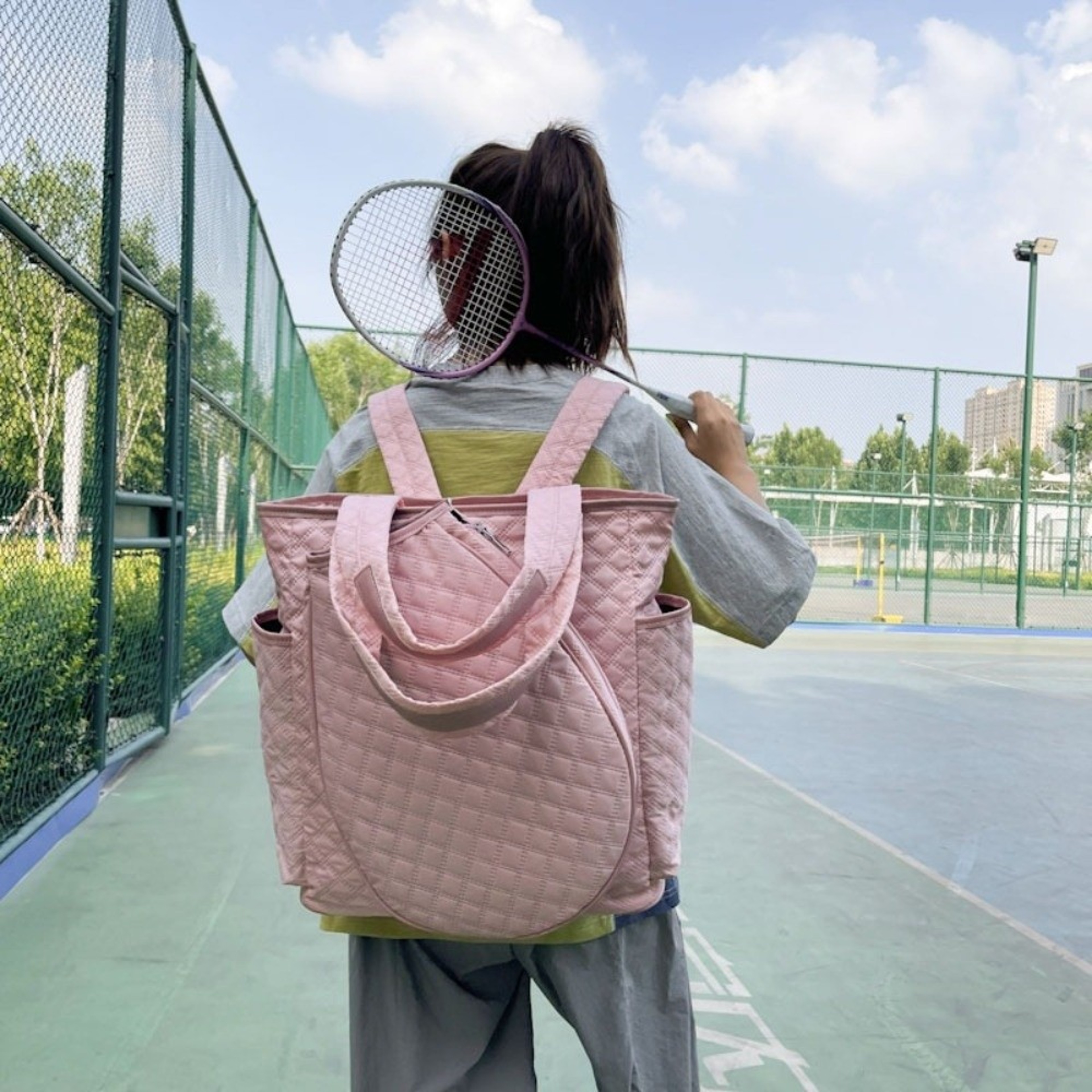 Quilted Extra-Large Badminton Backpack, Premium Lightweight Tennis Tote Bag, Durable Waterproof Tennis Bag for Women Men – view 5