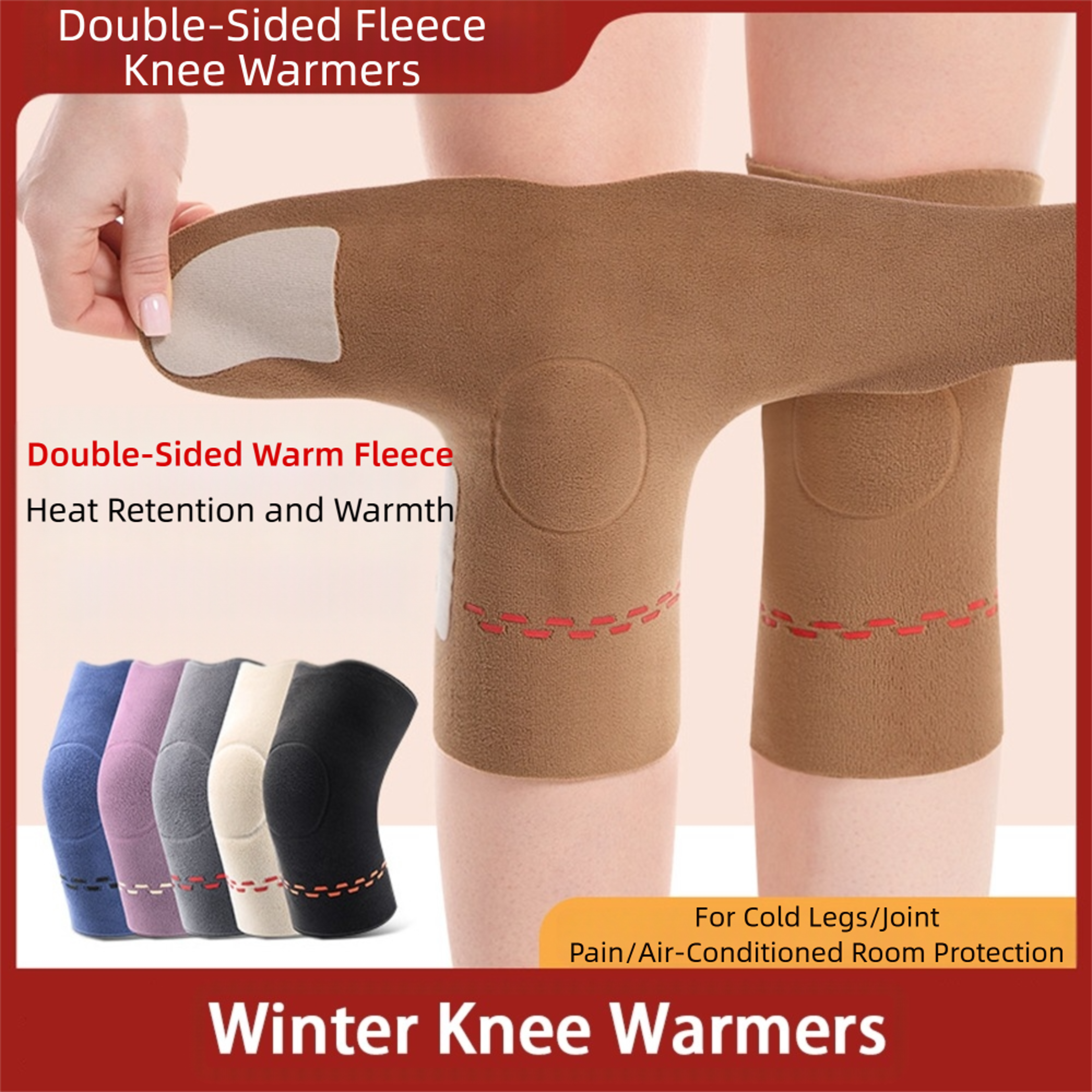 Thickened Warm Knee Protector, New Windproof Knee Warmers Cold Proof Double Side Knee Pads for Autumn Winter – view 3