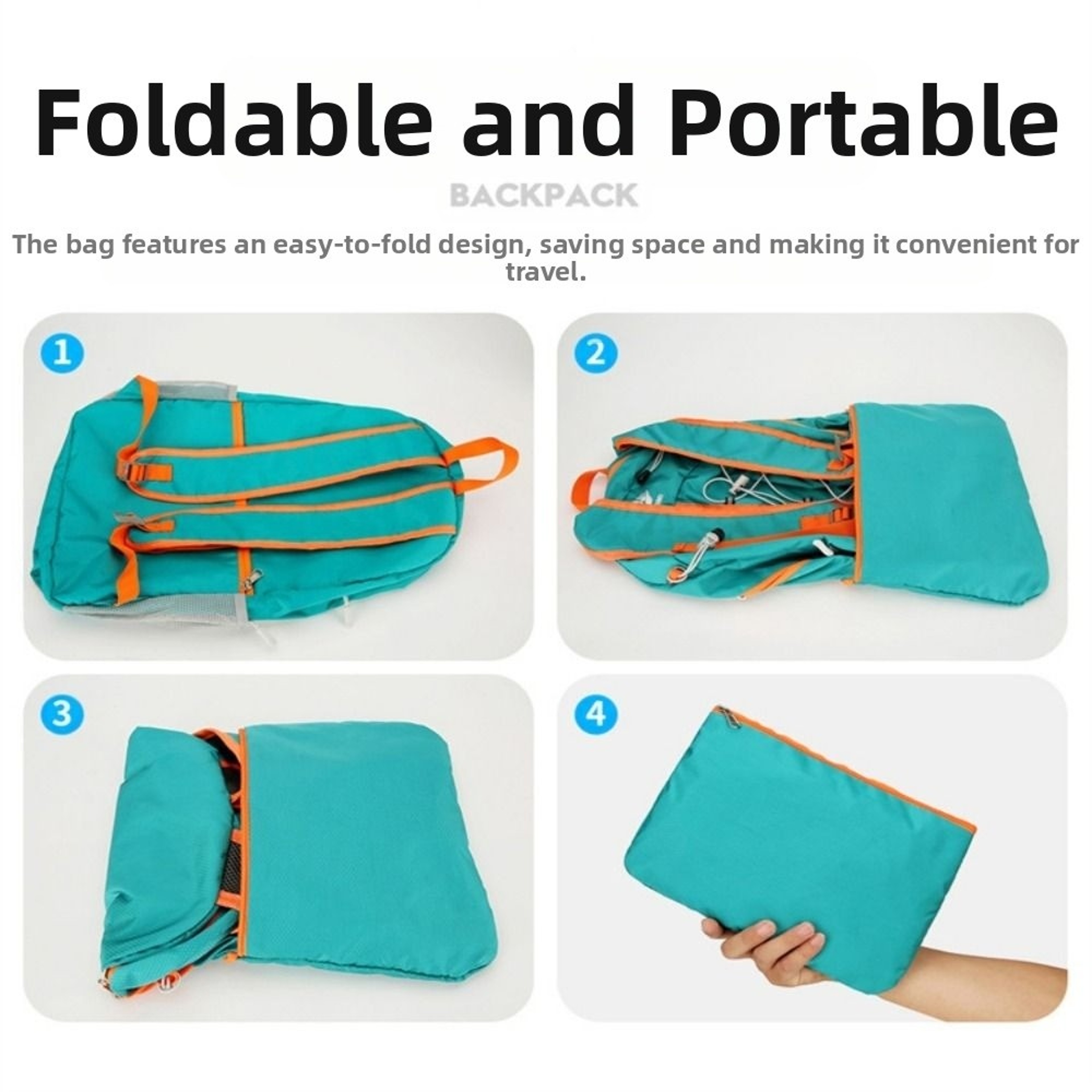 Outdoor Folding Handy Bag, Waterproof Nano Daypack for Men Women, Backpack Lightweight Foldable with Reflective Design – view 4