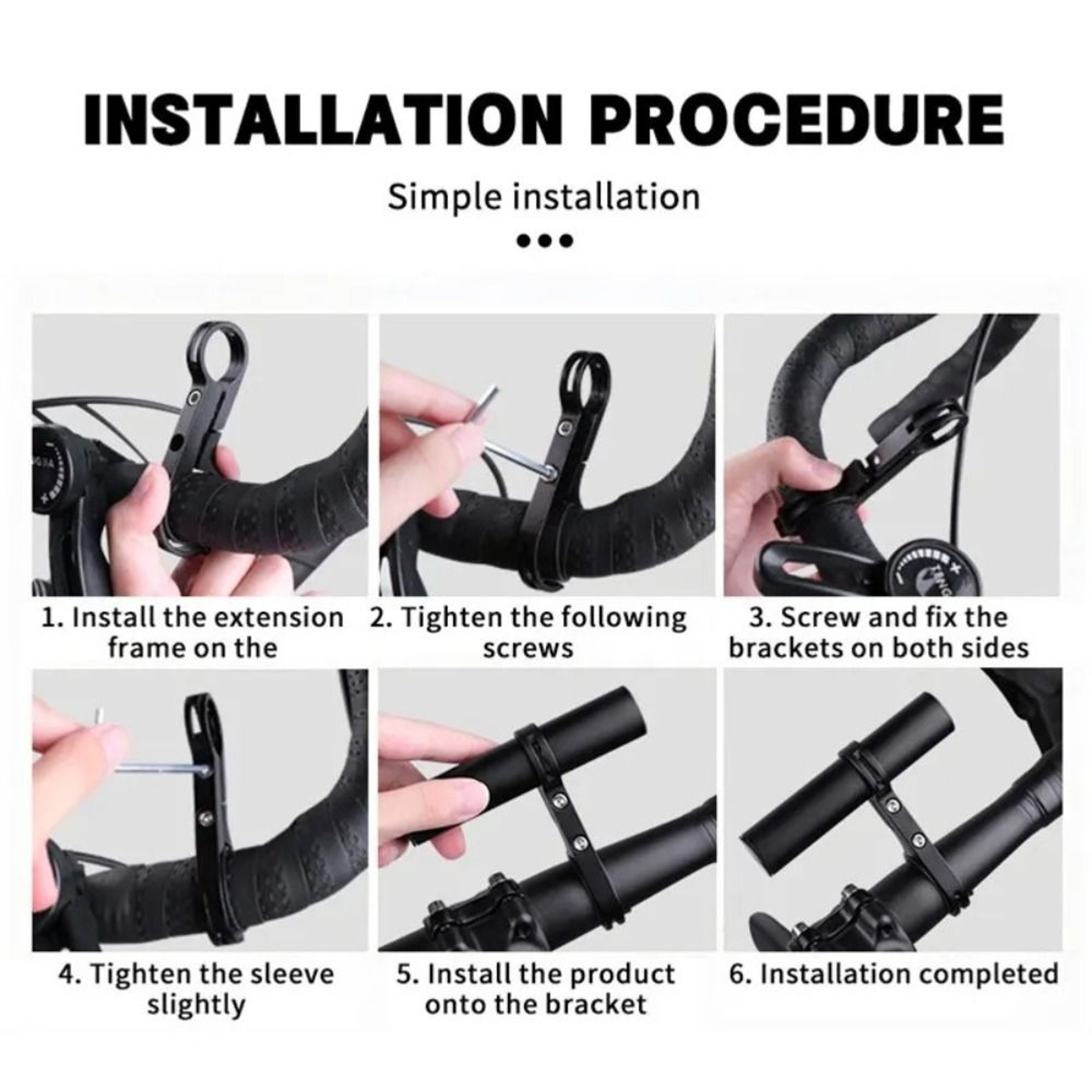 Multifunctional Black Handlebar Extension Bracket, Aluminum Alloy Bicycle Handlebar Extender for Frame – view 4