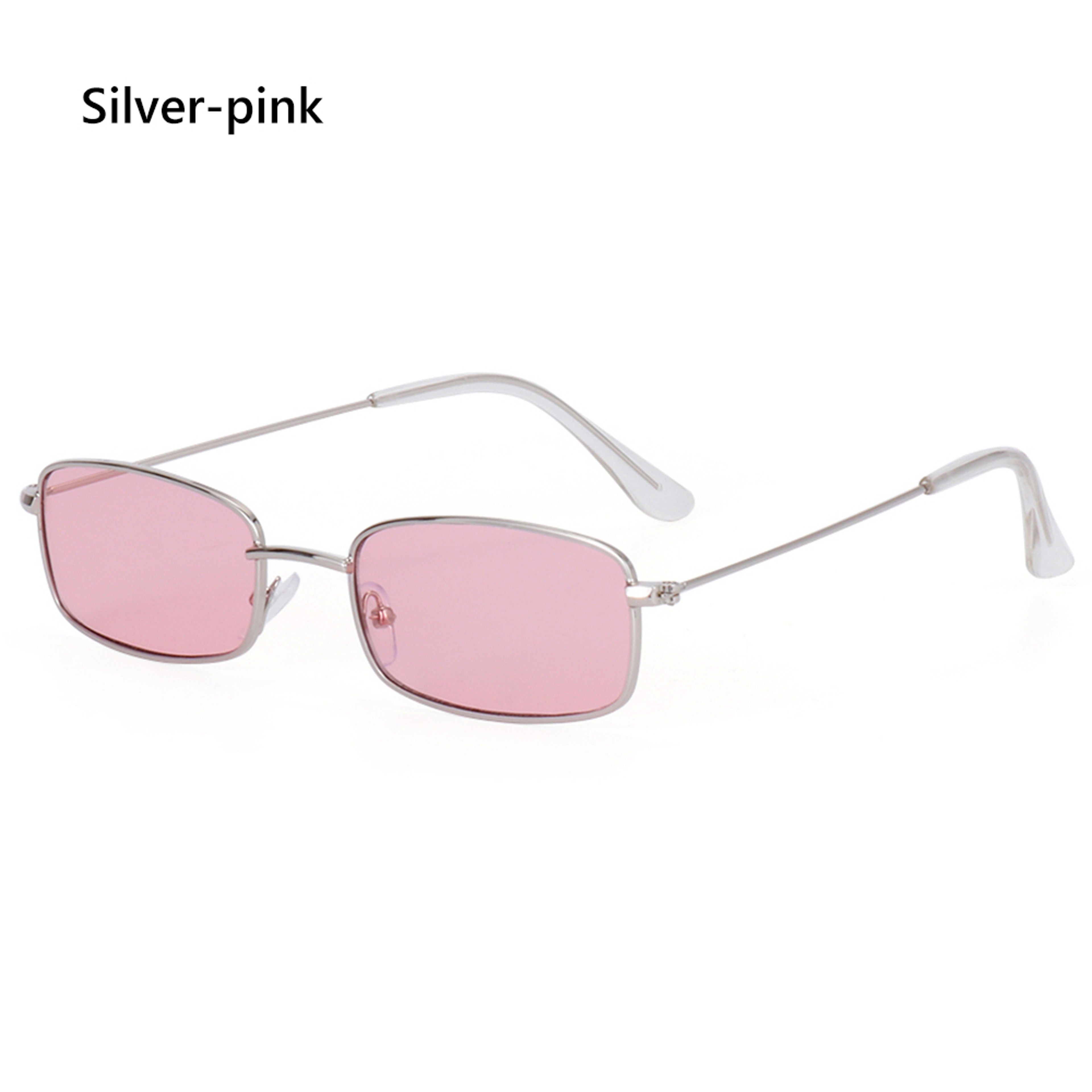 Vintage Rectangle Sunglasses, Classic Clear Lens Eyewear, Small Oval Women's Metal Sun Glasses Shades – view 7