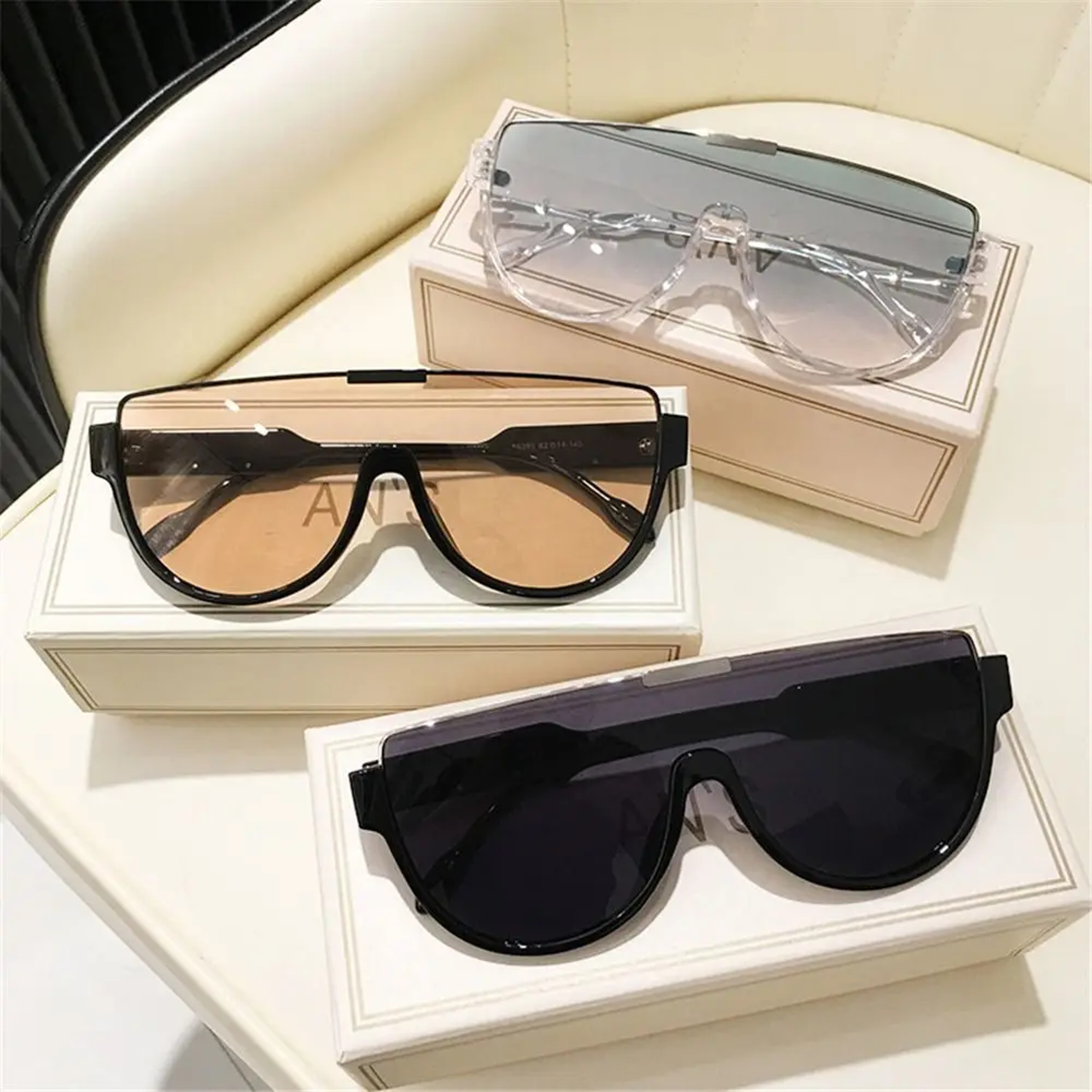 Oversized Designer Sunglasses, Women's Fashion Monoblock Semi-round Eyewear, Half Frame Sun Glasses for Women & Men – view 2