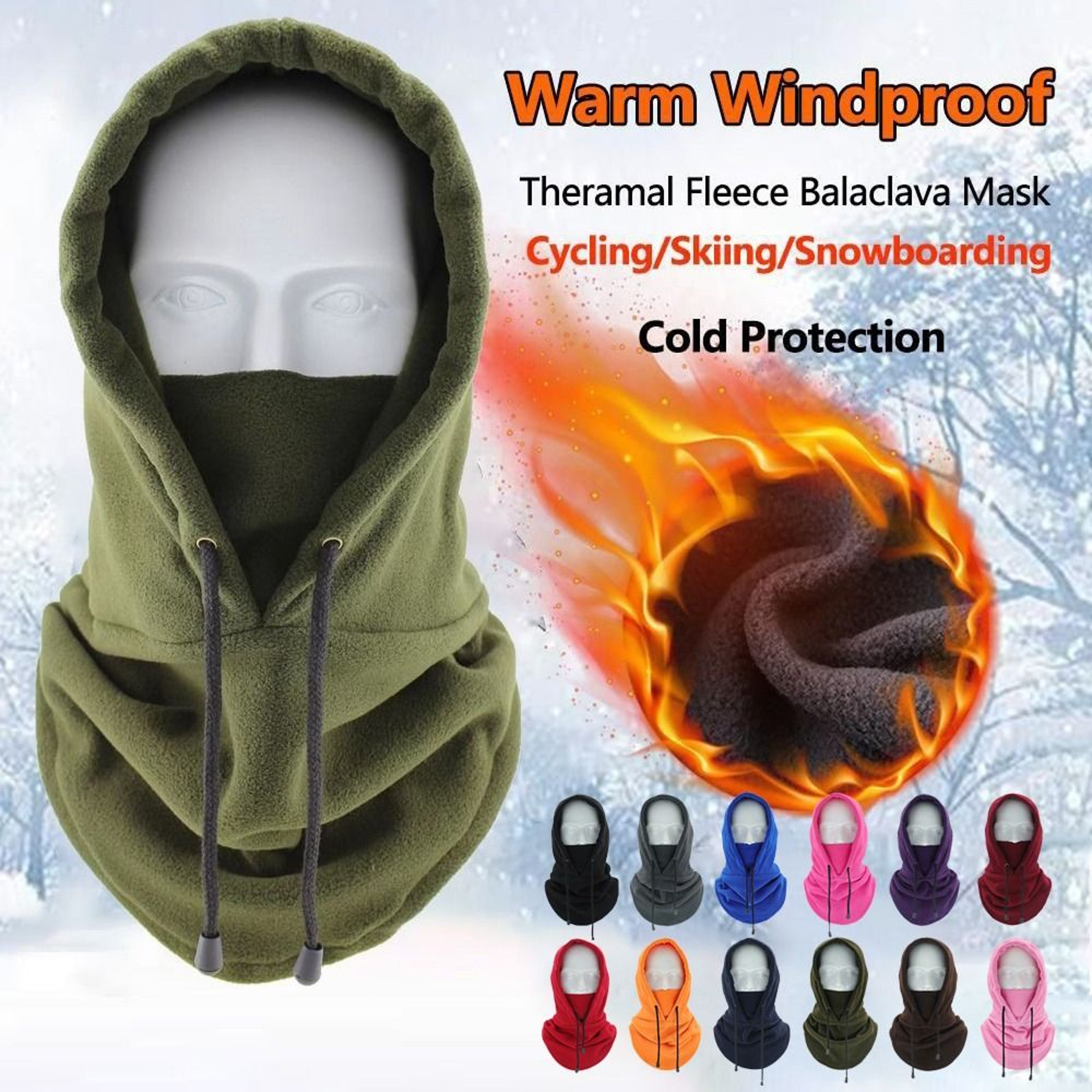 Full Face Ski Mask Caps Women Fashion Polar Fleece Balaclava Windproof Winter Hat Winter Warmer 3