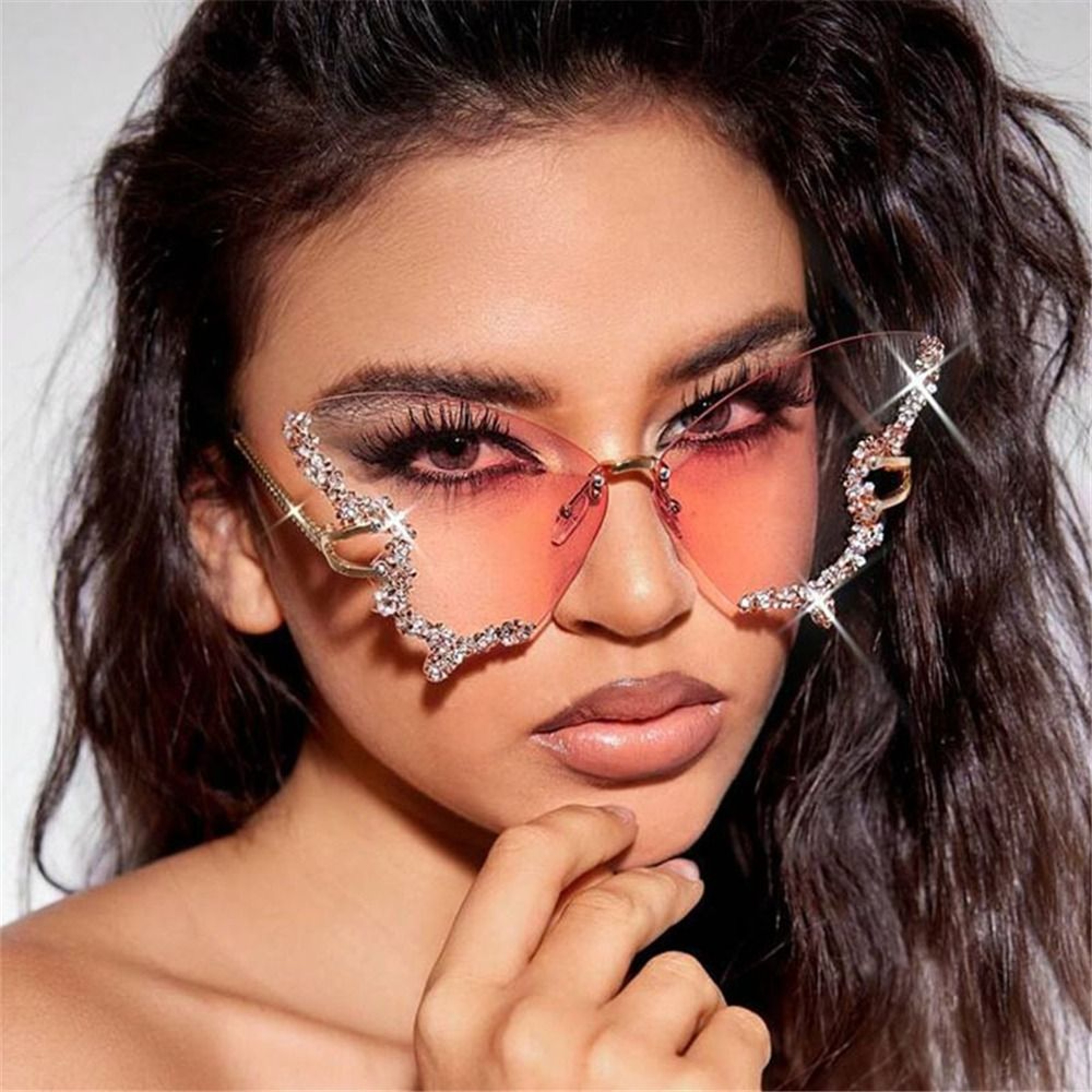 Bling Sunglasses For Women Rhinestone Butterfly Purple Diamond Shades 0