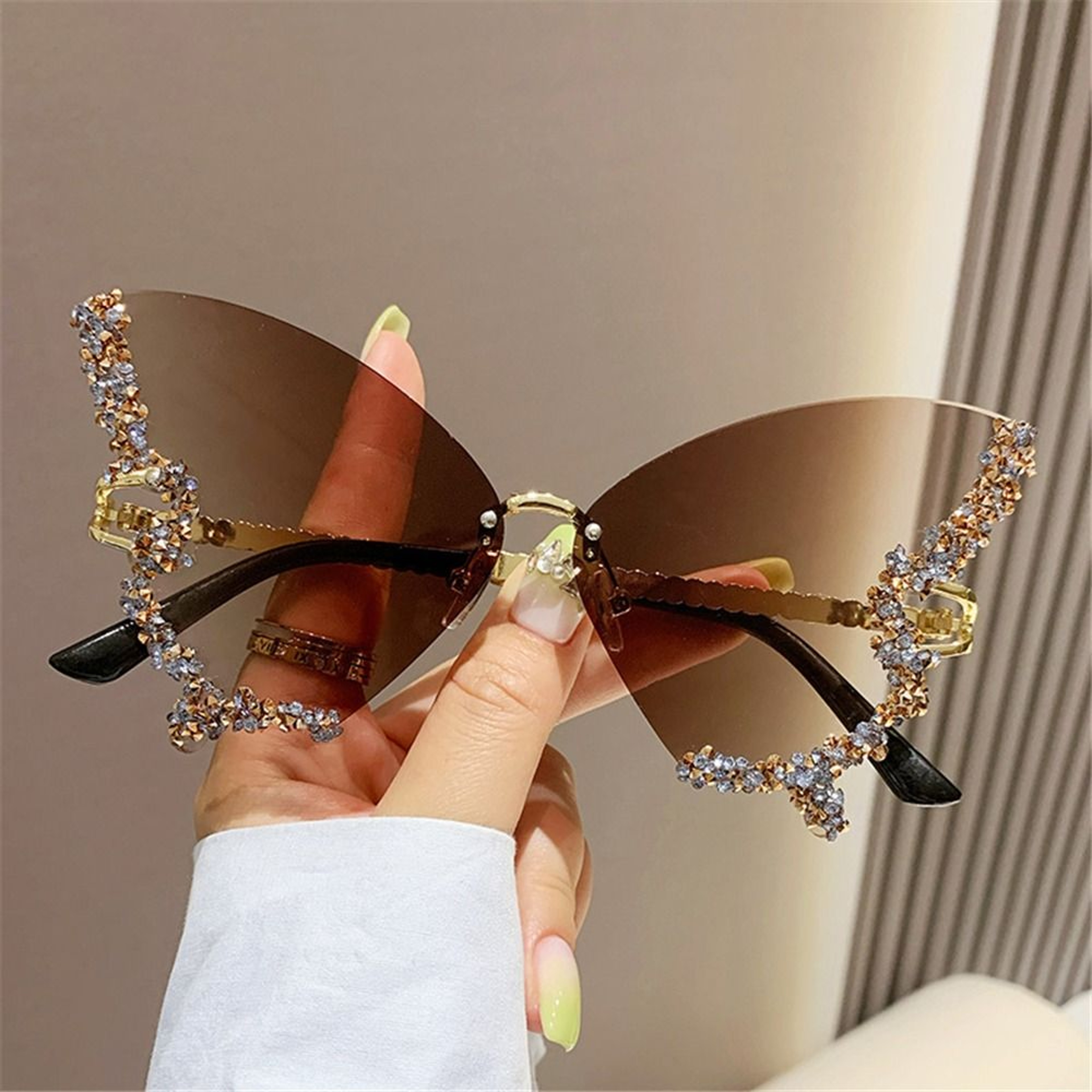 Bling Sunglasses For Women Rhinestone Butterfly Purple Diamond Shades 12