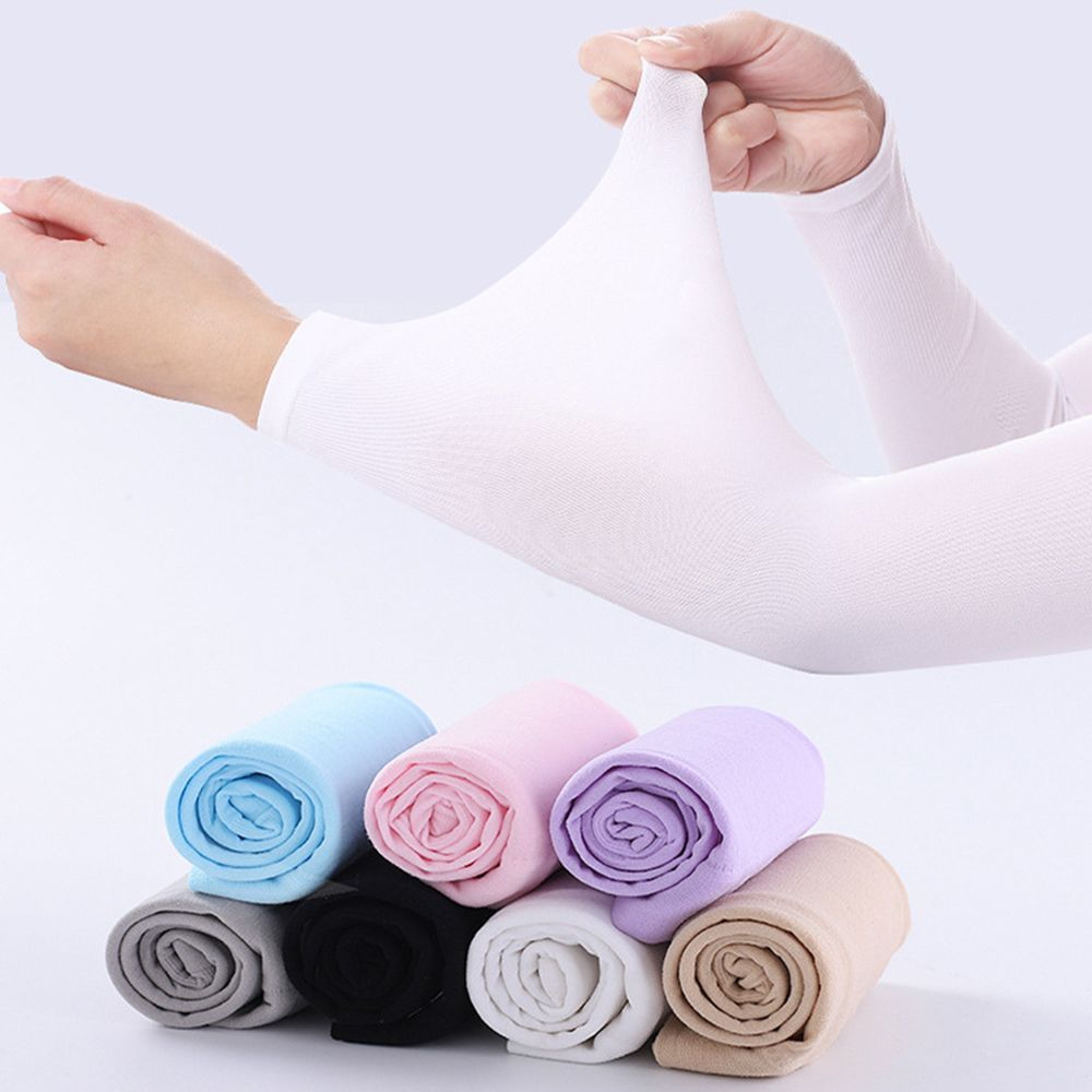 Outdoor Sport Arm Sleeves, Exposed Thumb Cooling Sleeve, Sun Protection for Running, Fishing, Cycling – view 2
