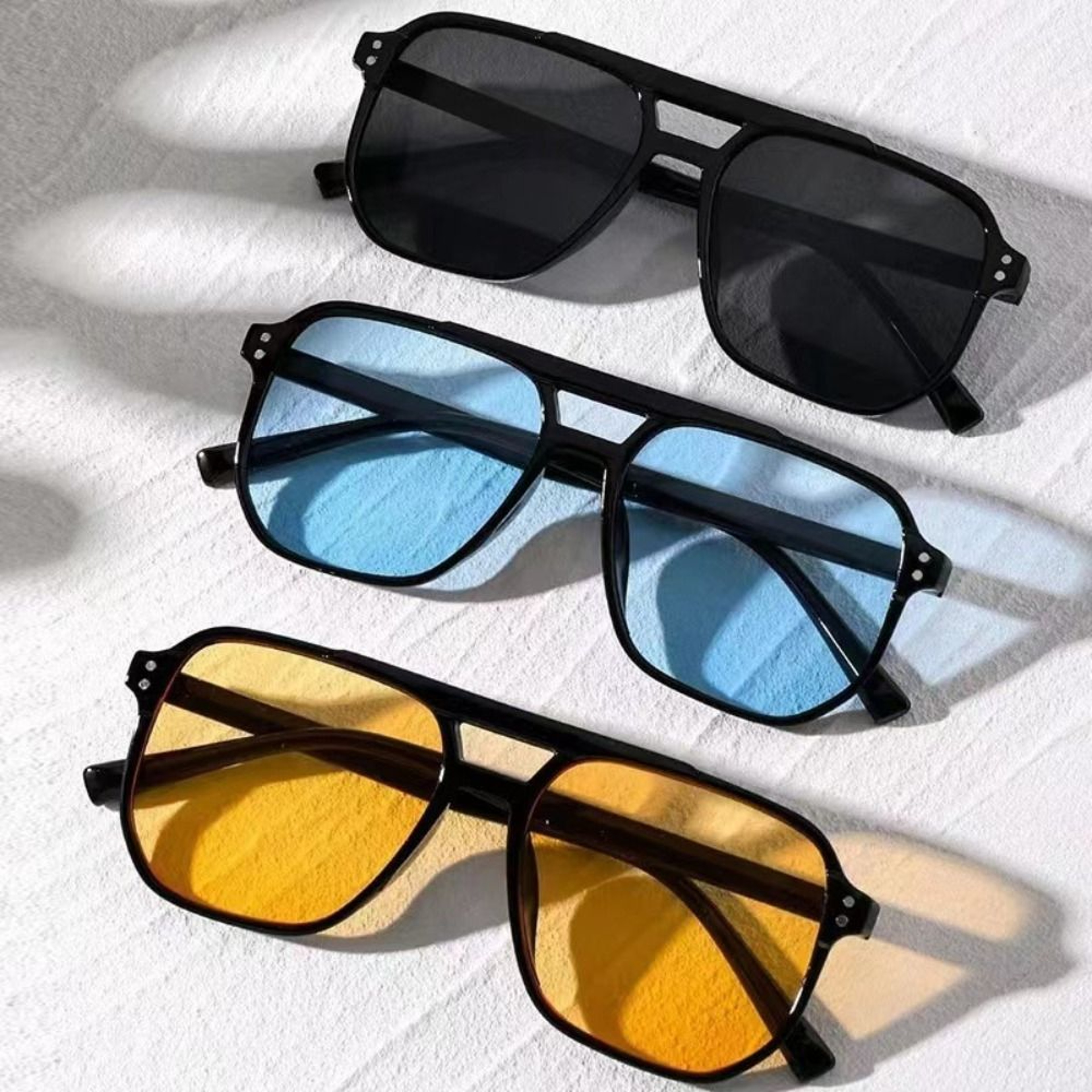 Retro Travel Cycling Sunglasses, New Punk Square Frame, Anti-UV Black Shades Glasses – view 1