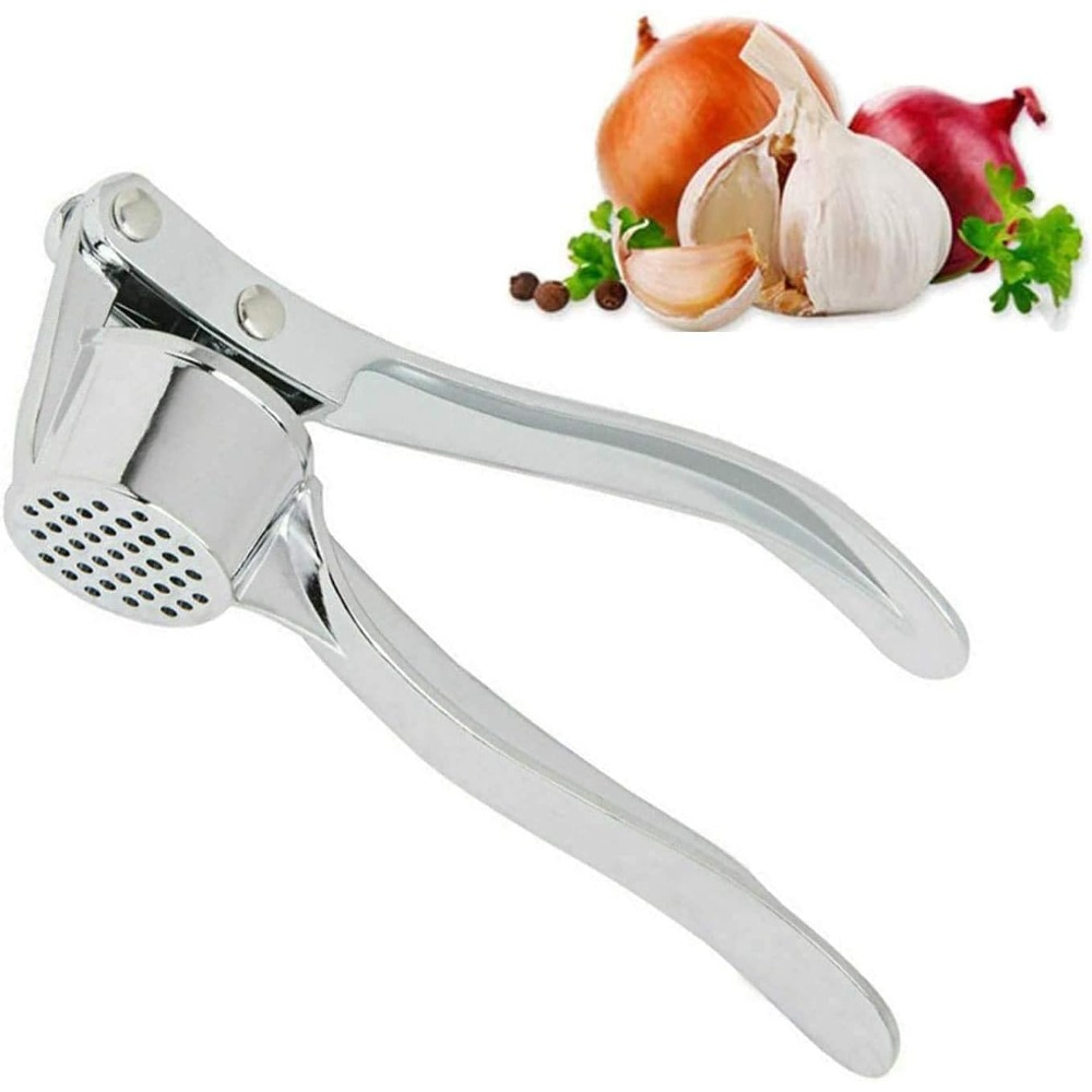 Zinc Alloy Garlic Crusher Kitchen Tools, Stainless Steel Ginger Crusher Peeler Squeezer – view 1