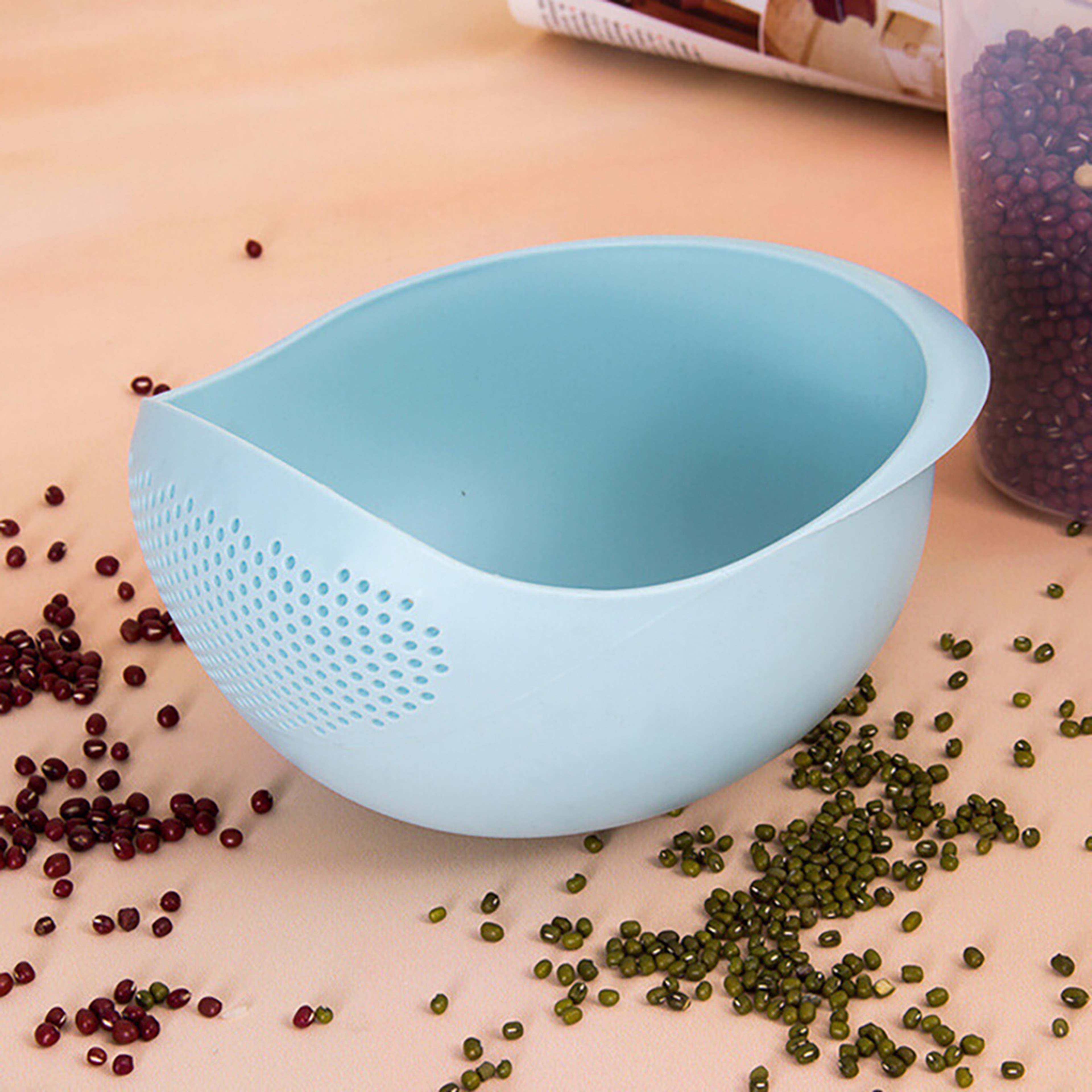 Washing Drain Basket With Handle Colander Rice Bowl Drain Basket Fruit Bowl Home Kitchen Organizer 6