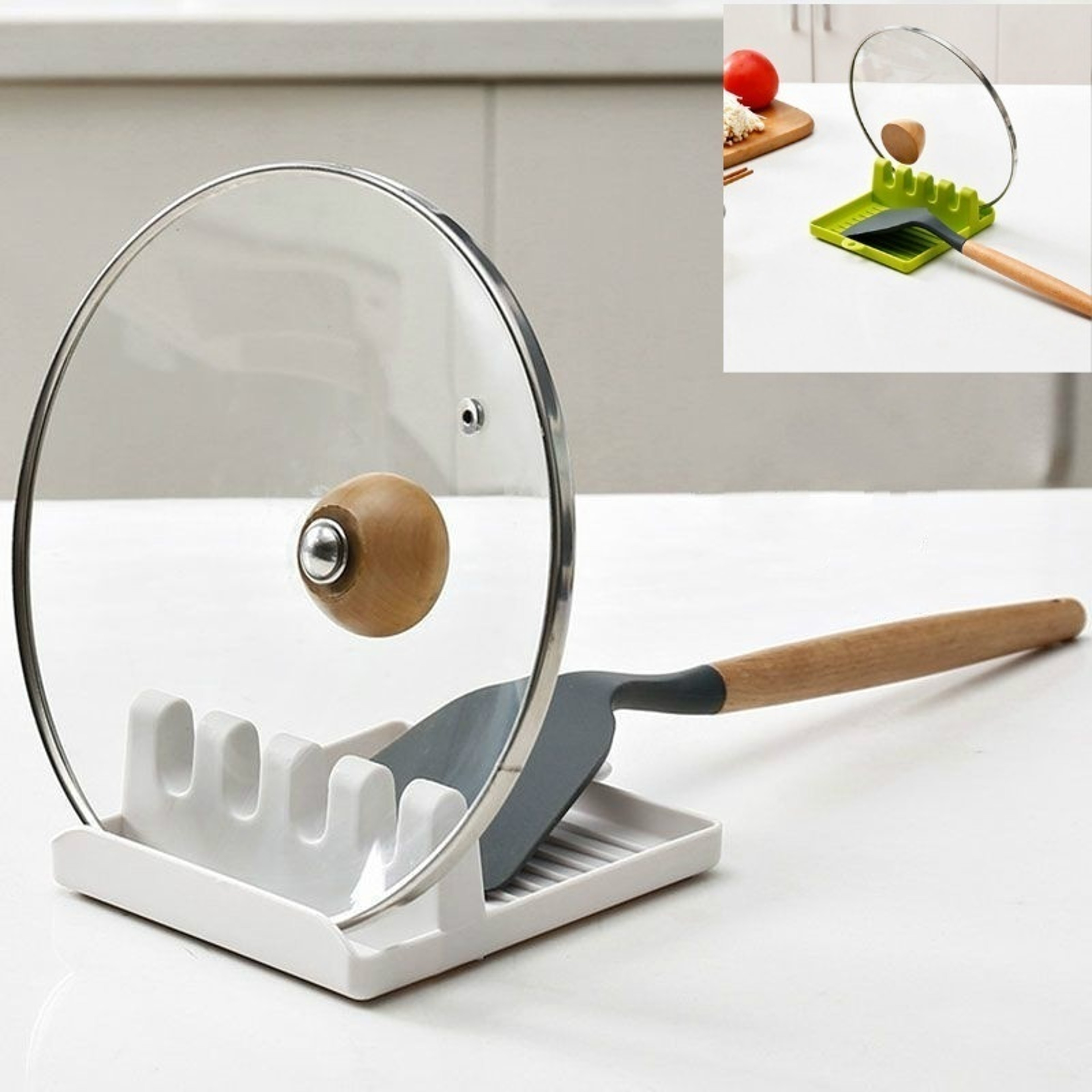 Plastic Chopsticks Holder, Kitchen Spoon Holders Rack Shelf, Fork Spatula Organizer, Non-slip Spoons Pad – view 1