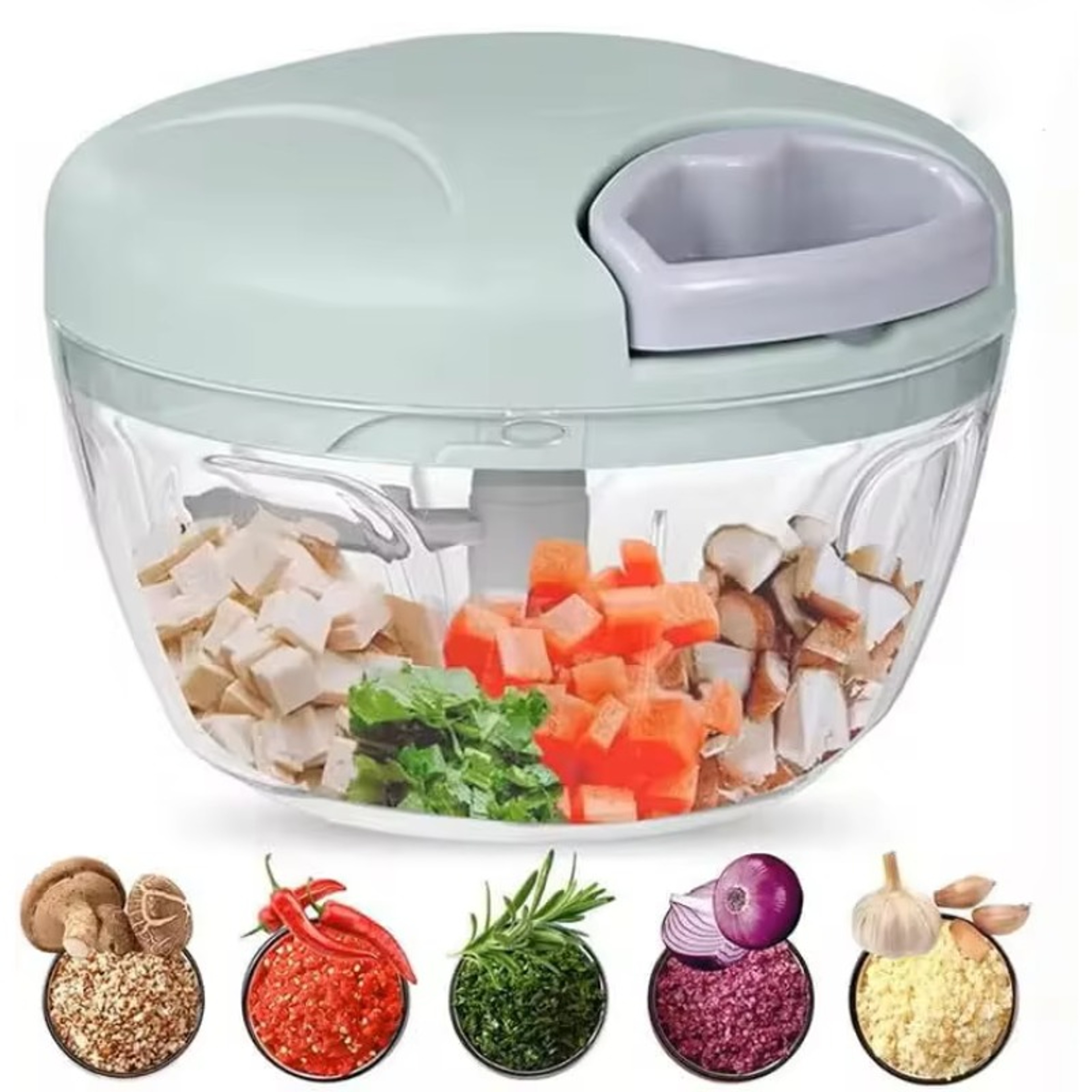 tainless Steel Garlic Cutter, Manual Rope Pulling Vegetable Chopper, Good Kitchen Helper – view 4