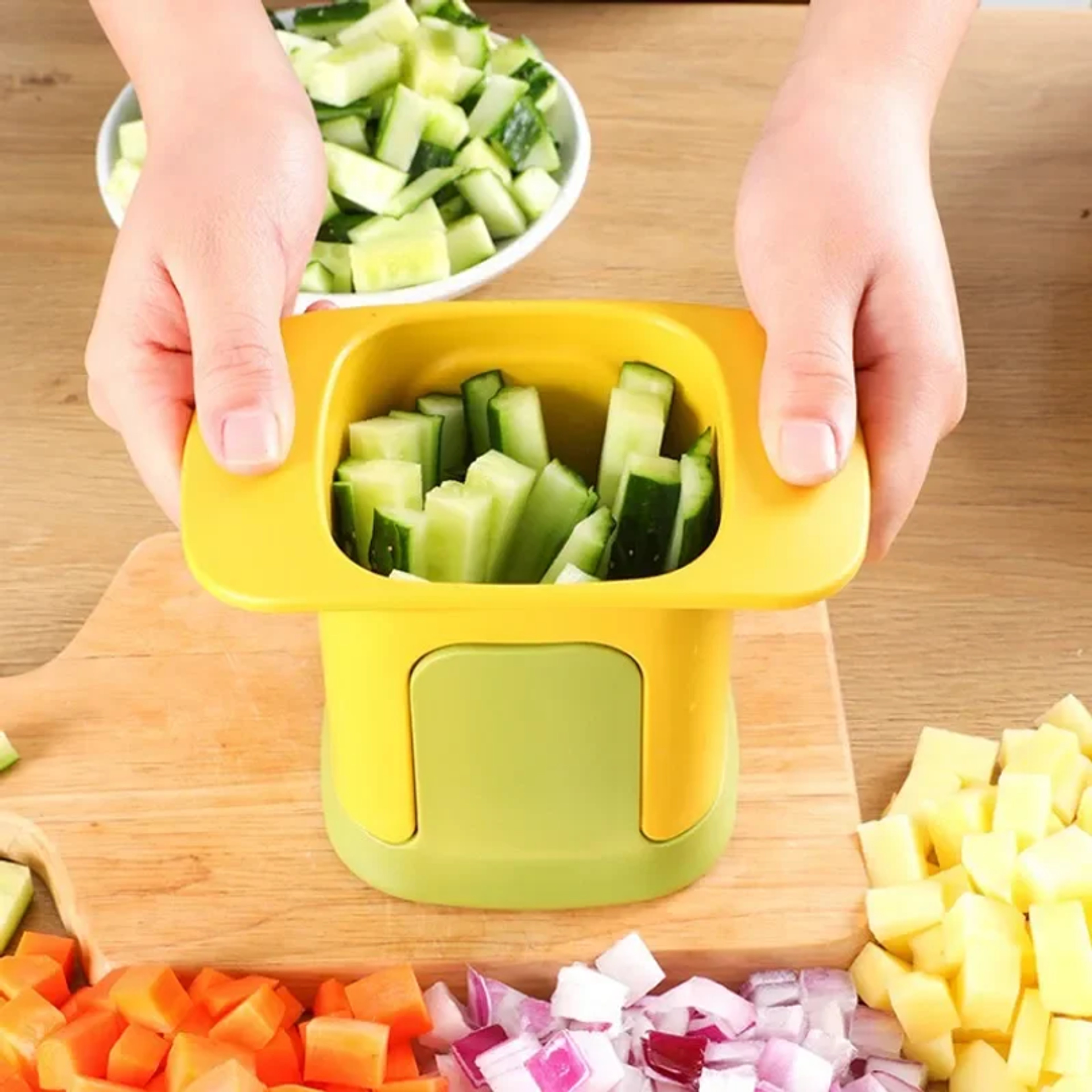 Kitchen Tools Vegetable Chopper, Multifunctional French Fries Cutter, Hand Pressure Onion Dicer – view 2