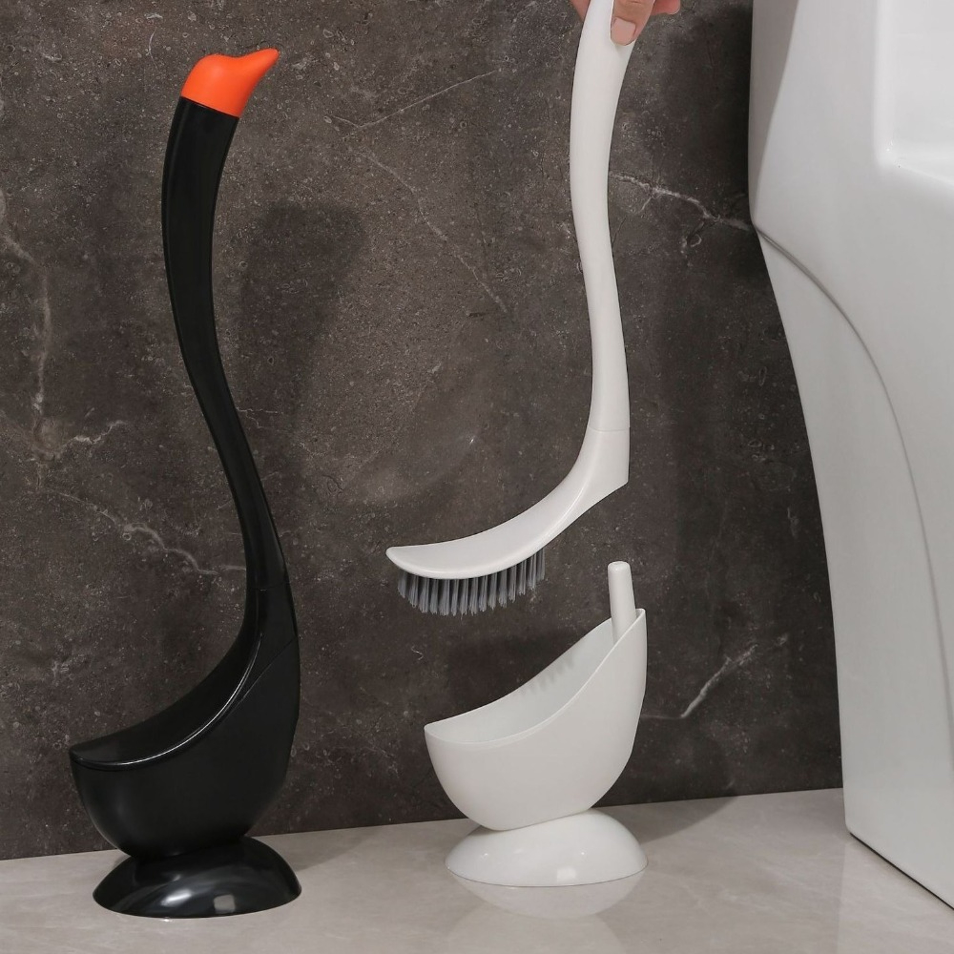 Swan Shape Toilet Plunger With Long Handle Household Bathroom Accessories Brush Tool 2