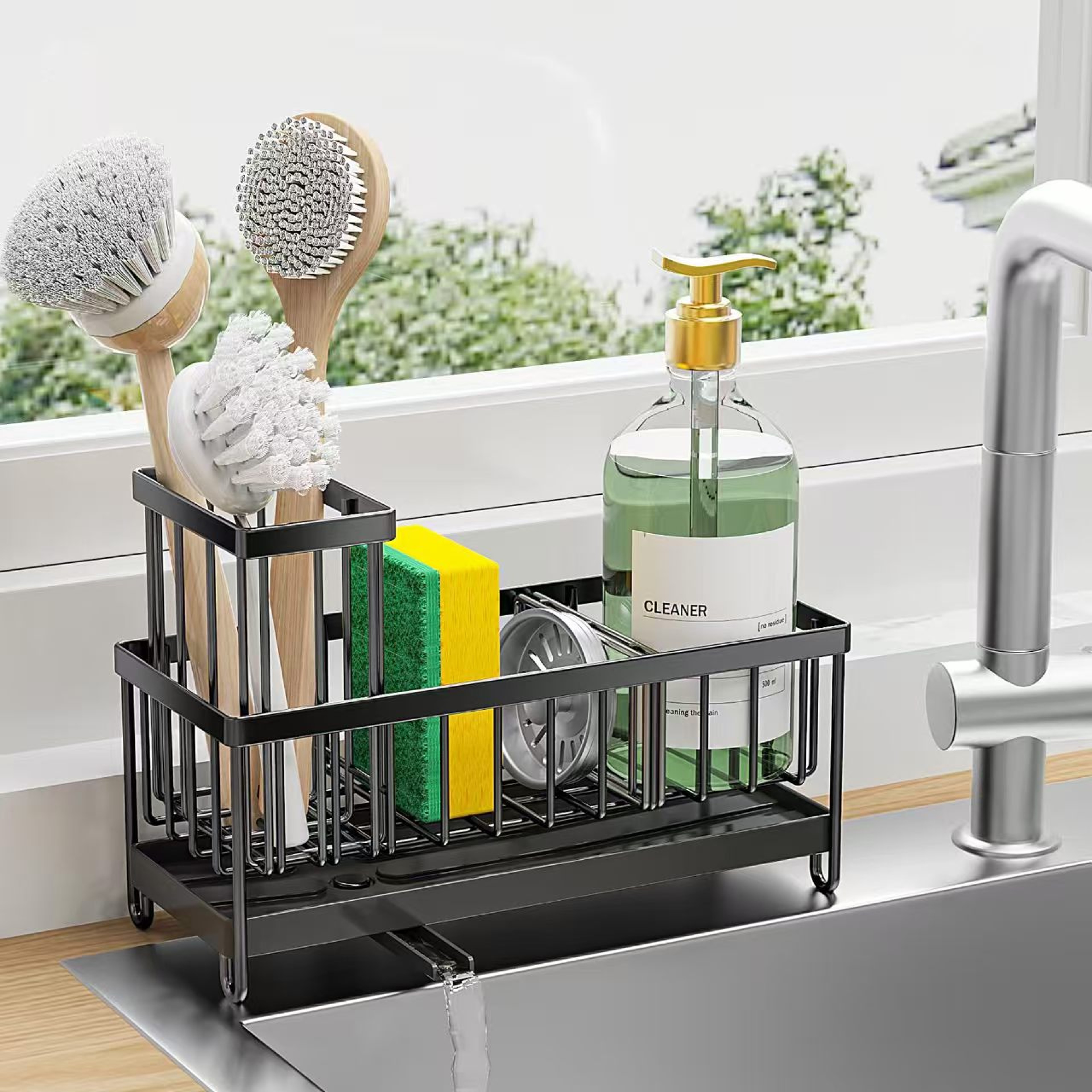 Must-Have Kitchen Accessories, Kitchen Sink Sponge Holder with High Brush Rack – view 7