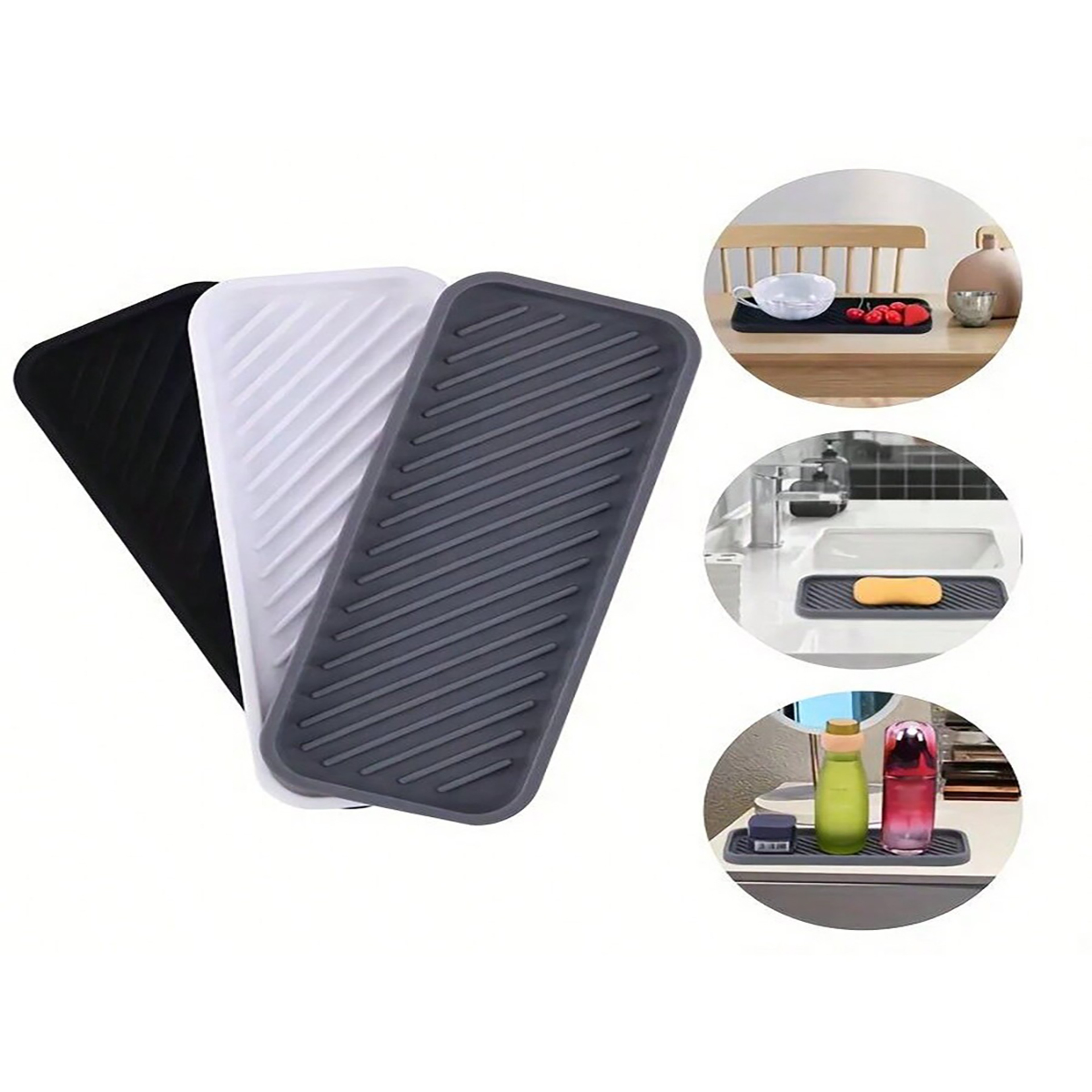 Silicone Slink Organizer Tray for Bathroom, Simple Silicone Sponge Holder, Soap Dispenser – view 3