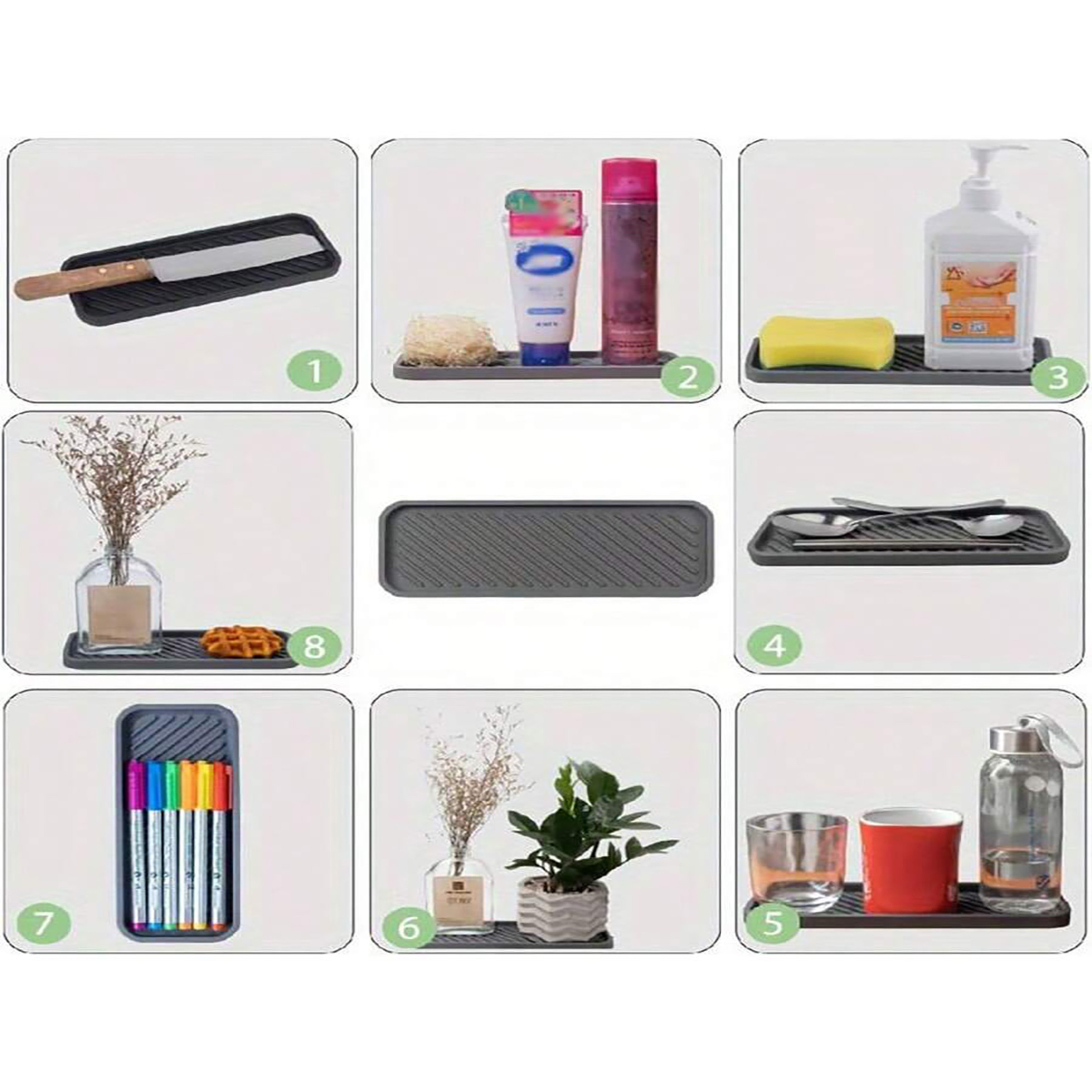 Silicone Slink Organizer Tray for Bathroom, Simple Silicone Sponge Holder, Soap Dispenser – view 4