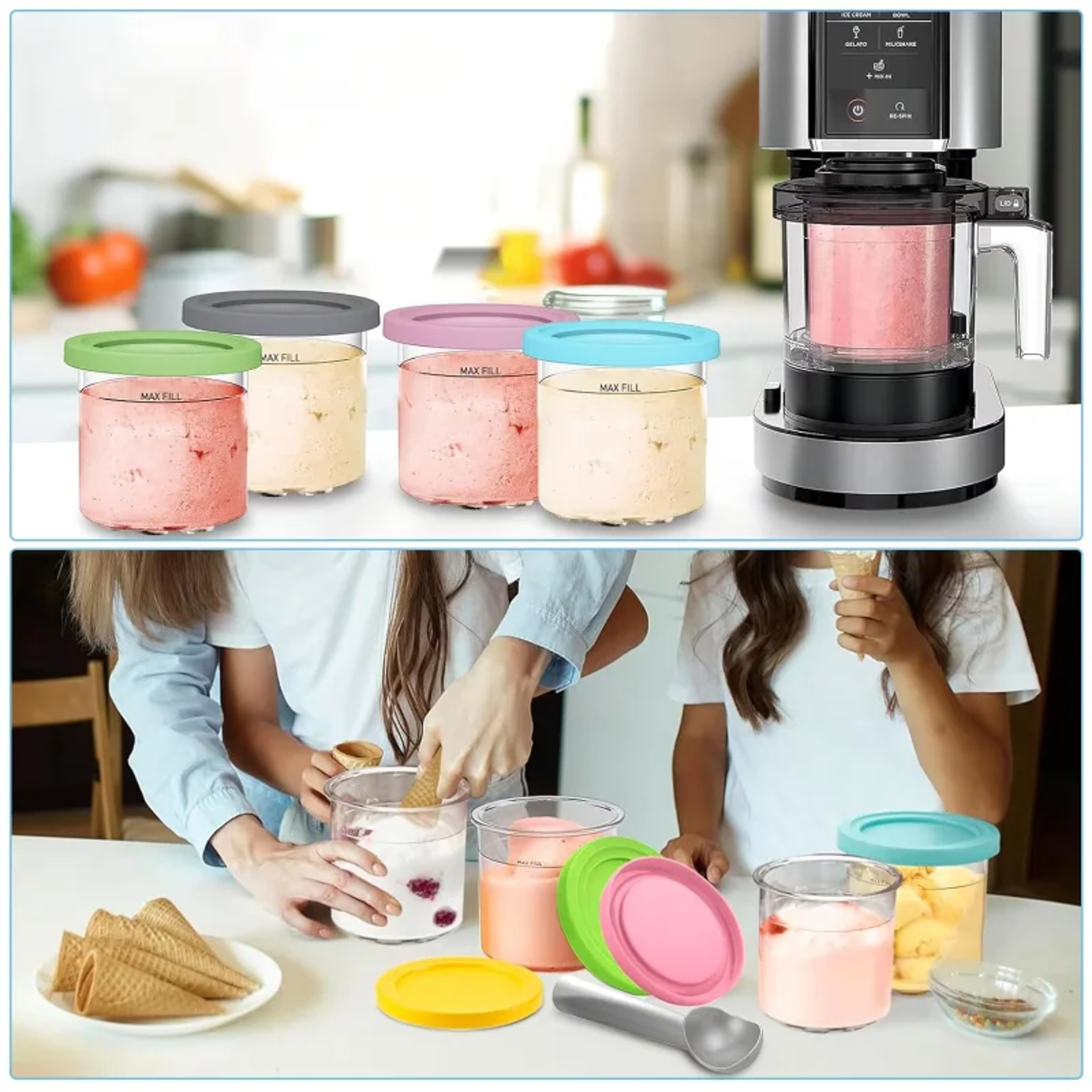 Ninja Creami Ice Cream Pints With Lids Ice Cream Containers For Homemade Treats 4