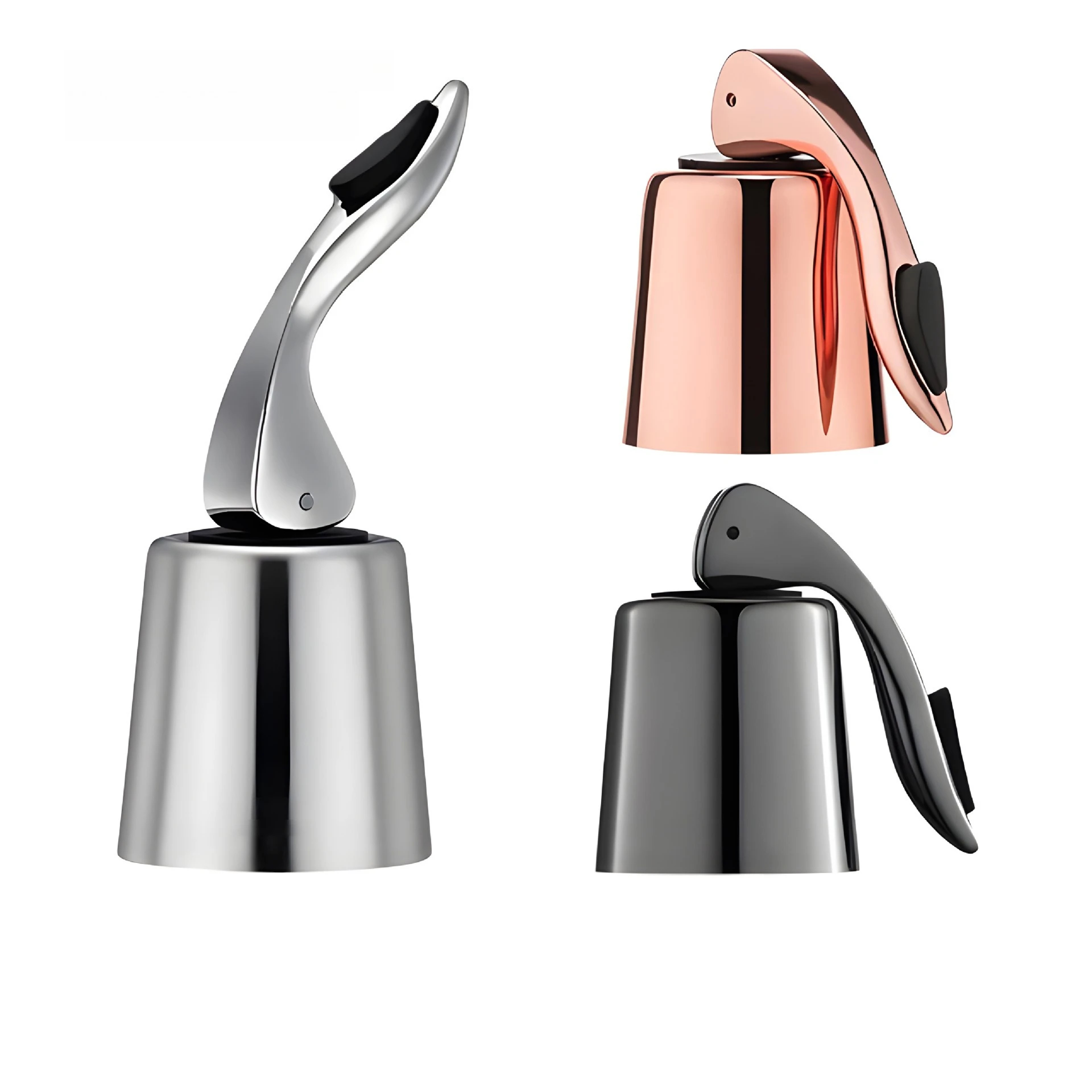 Champagne Sparkling Stopper Bar Tools Black Alloy Sealing Bottle Cap 3