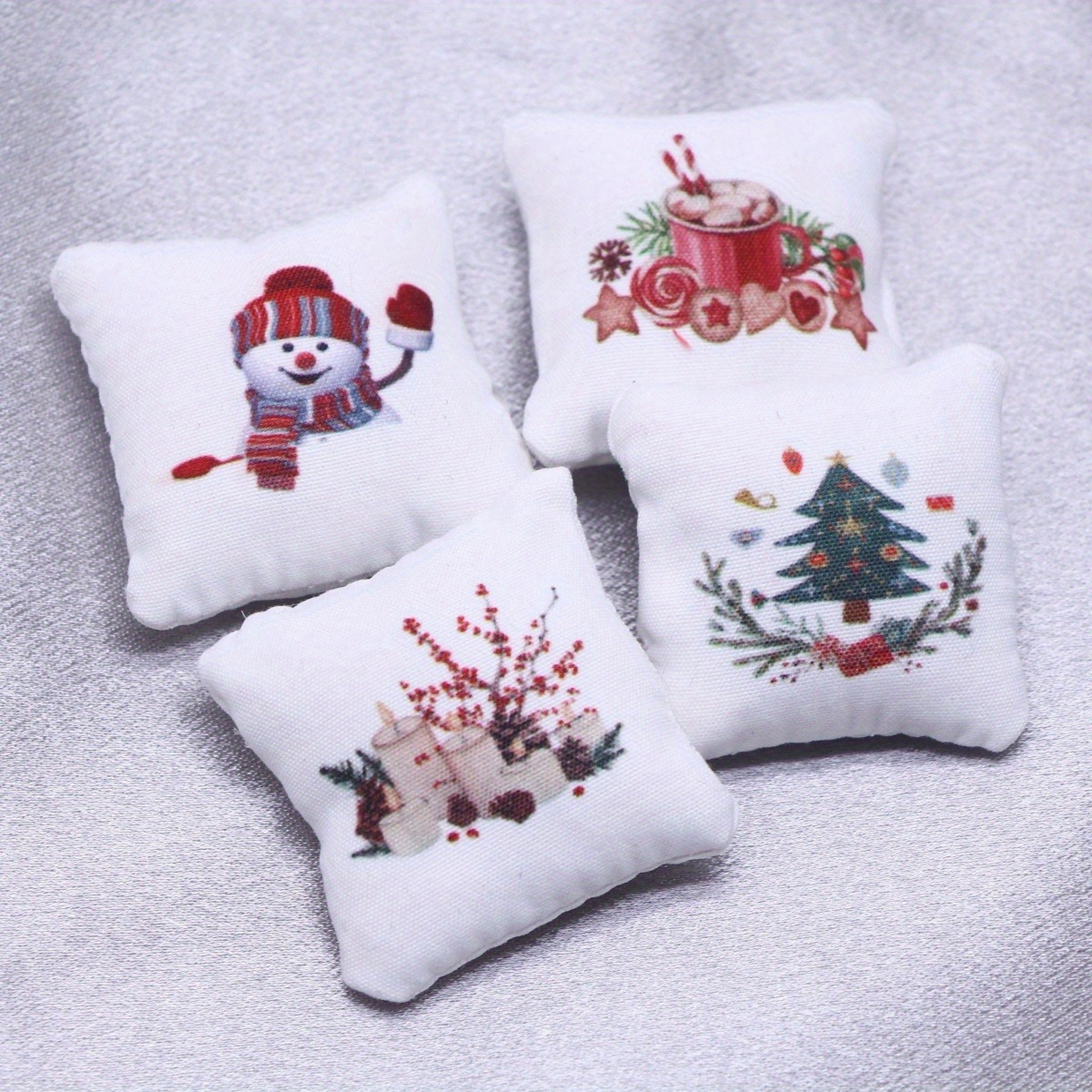 Miniature Scene Decoration, Christmas Decor, Bedroom Study Mini Tree, Mini Pillows Soft Fit Dollhouse – view 3