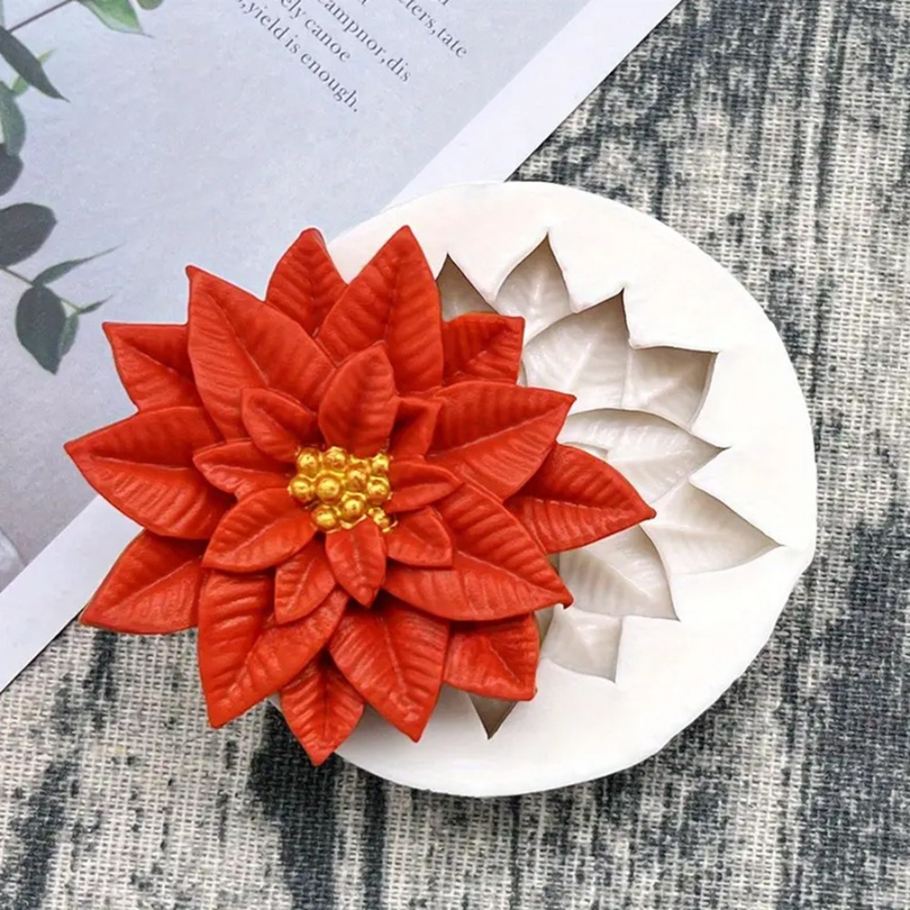 Holly Silicone Mold for Resin, Heat-Resistant DIY Christmas Gypsum Candle Mould Flower – view 5