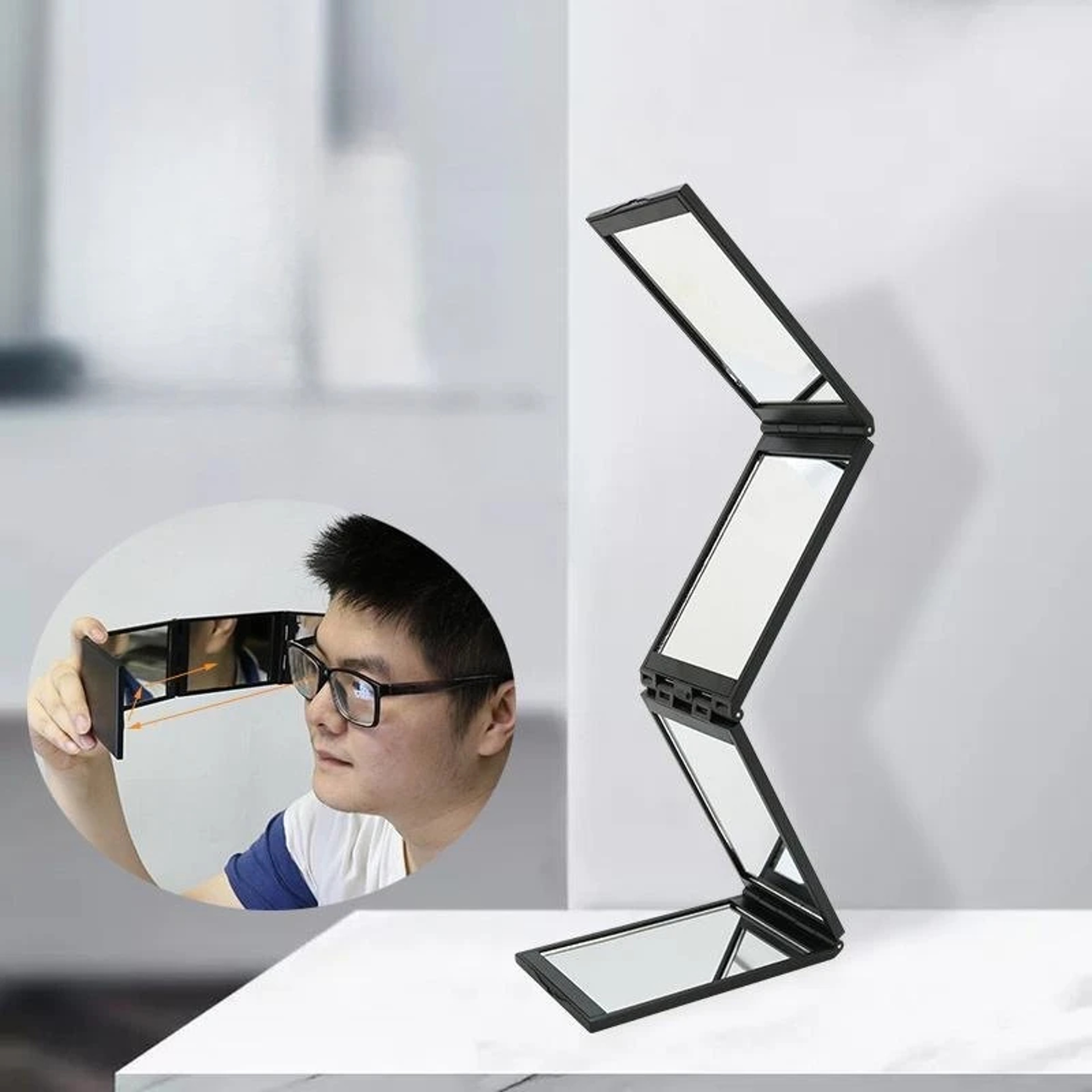 Portable Multi Angle Foldable DIY Fulllength Mirror Four Fold Bathroom Vanity Mirror 1