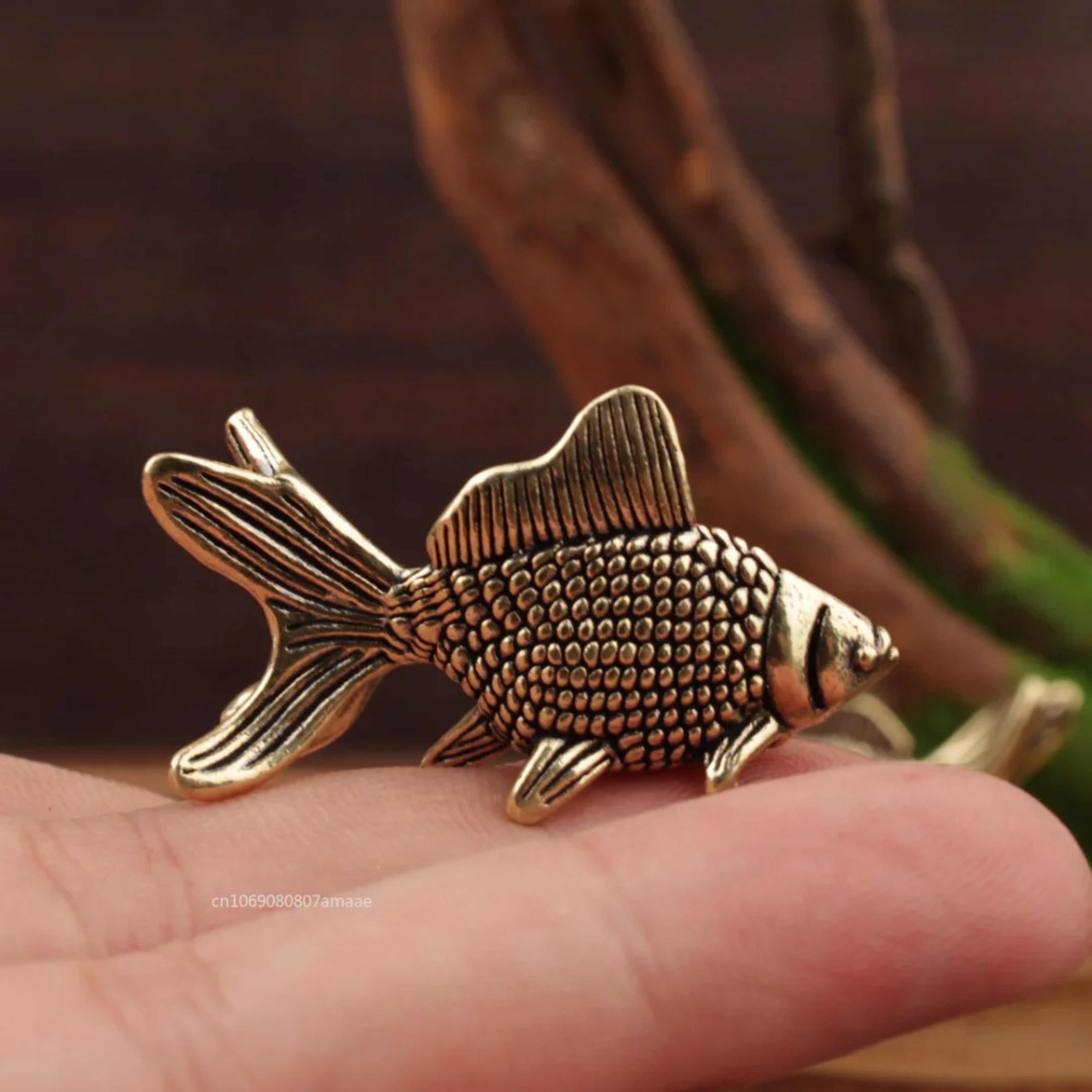 Lucky Animal Statue Miniatures Ornament Brass Goldfish Figurines Tea Pet Cute Gifts Desk Decoration – view 4