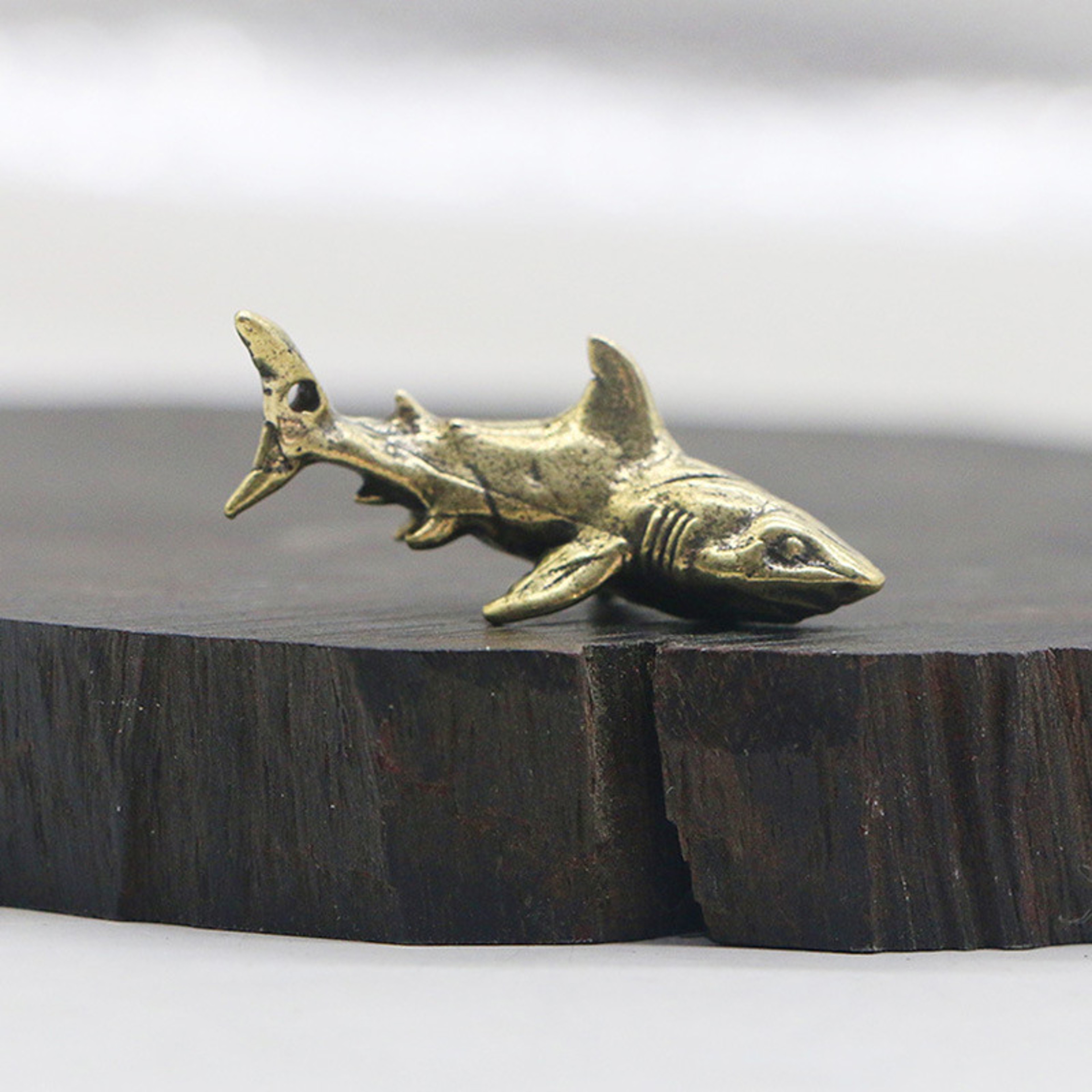 Nautical Decor Statues, Vintage Solid Brass Whale Figurine, Gift Child Ornament – view 1
