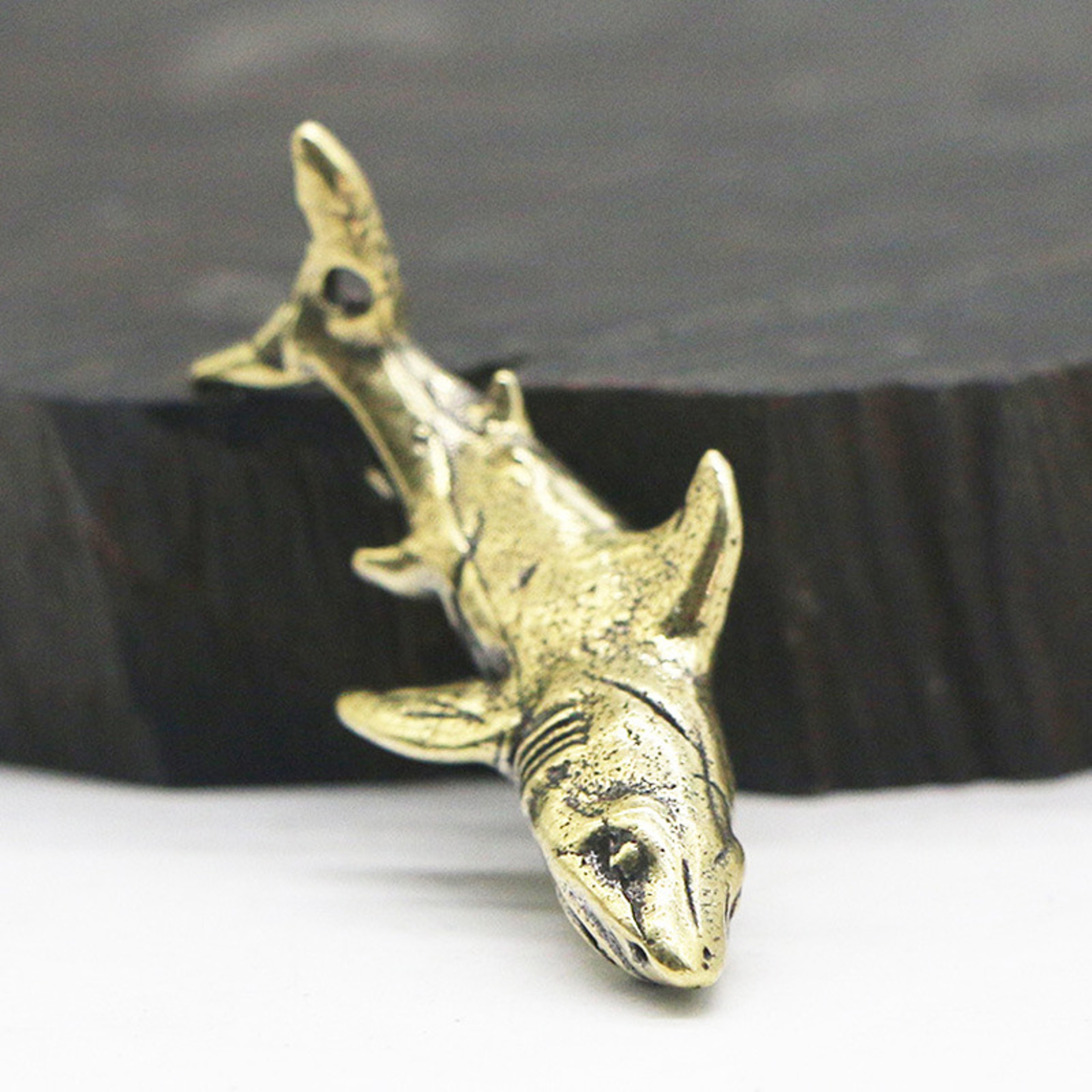Nautical Decor Statues, Vintage Solid Brass Whale Figurine, Gift Child Ornament – view 3