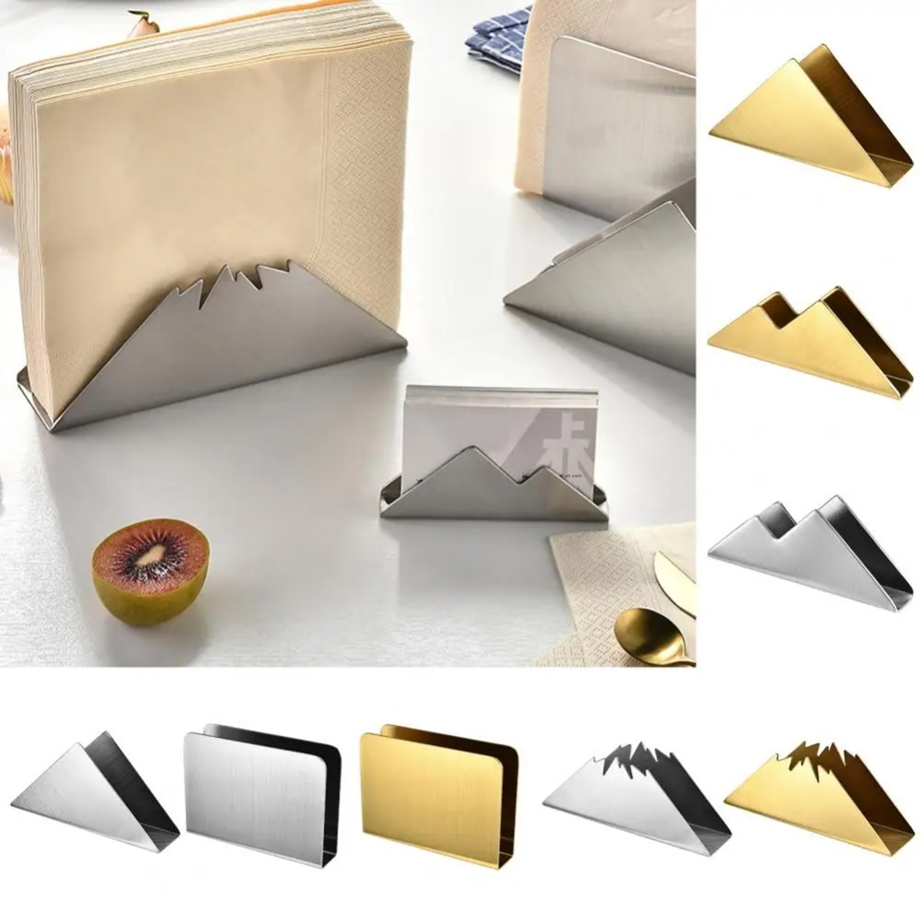 Tissue and Card Holder, Stainless Steel Multi Tissue Holder, Storage Stand for Dining – view 2
